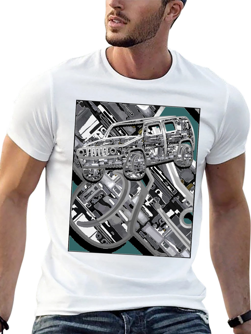 Urban Carscape Tee - Modern Graphic Print