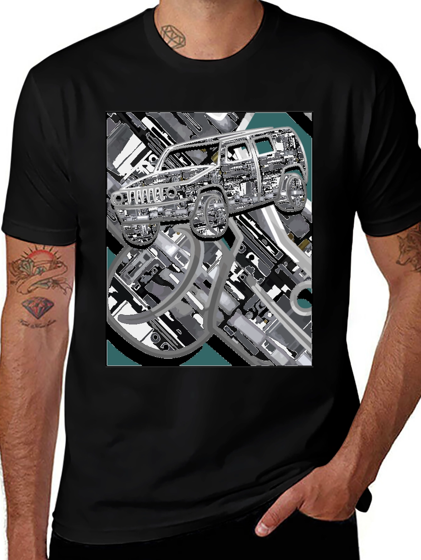 Urban Carscape Tee - Modern Graphic Print