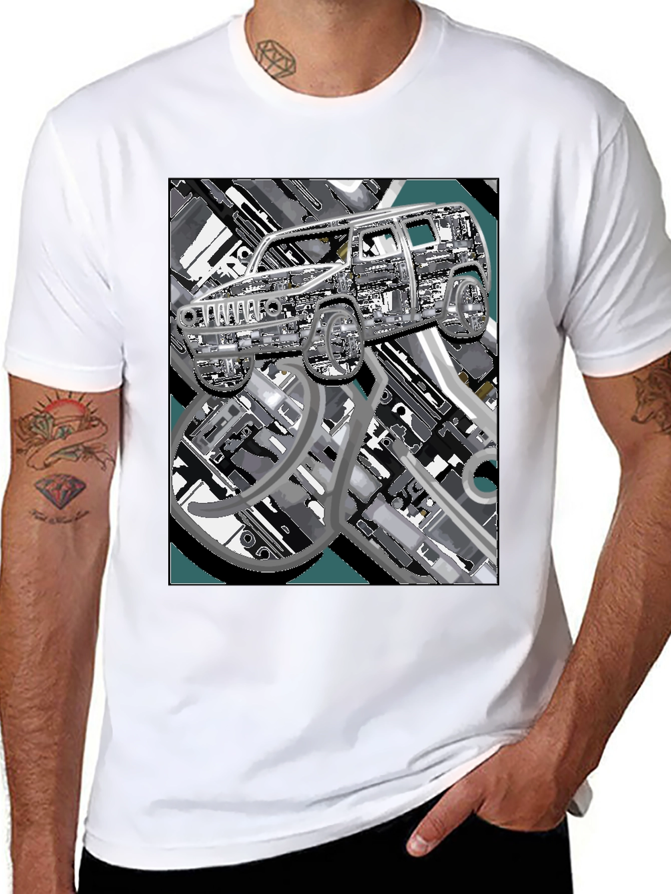 Urban Carscape Tee - Modern Graphic Print