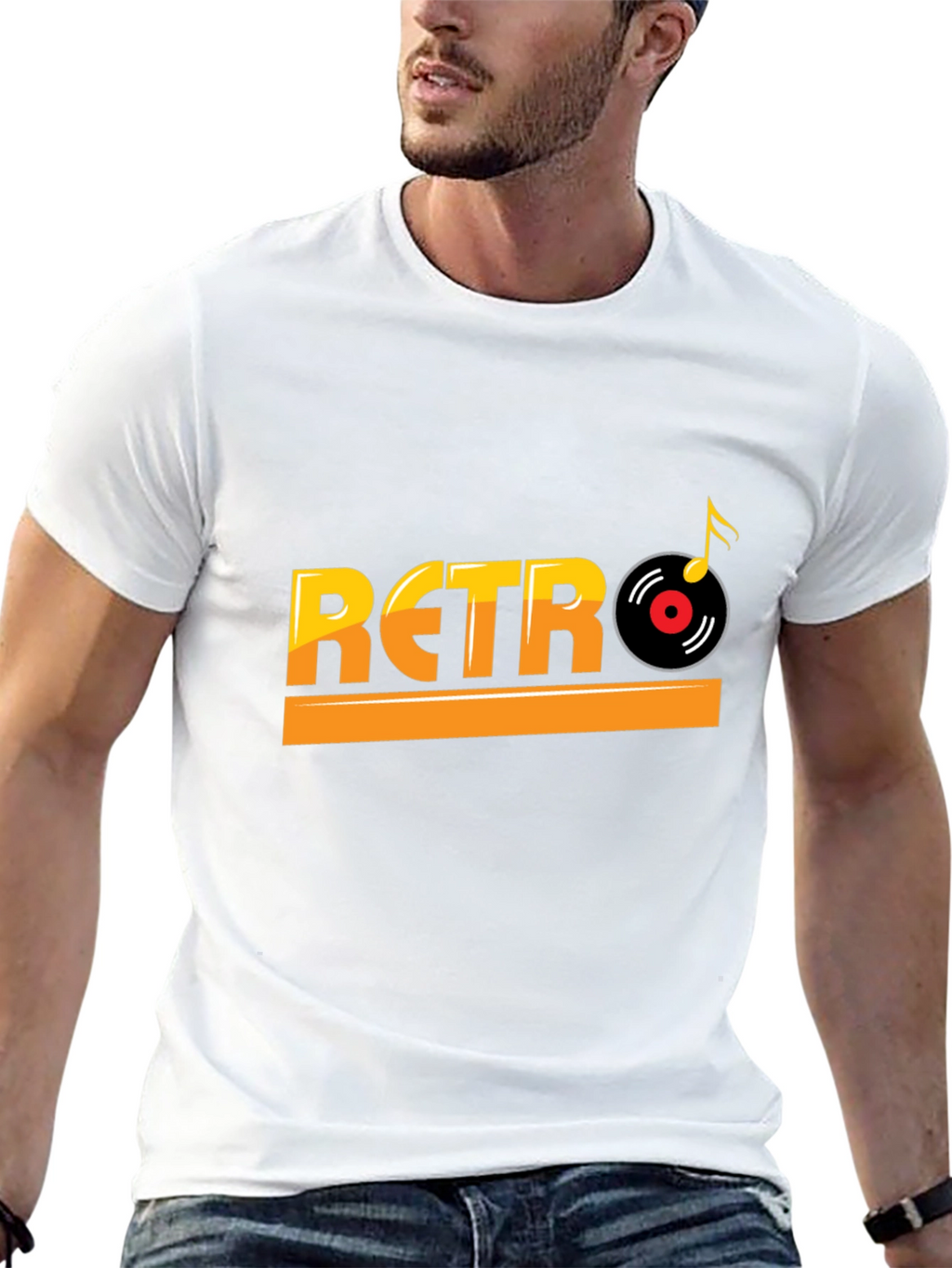 Retro Music Style Black T-Shirt