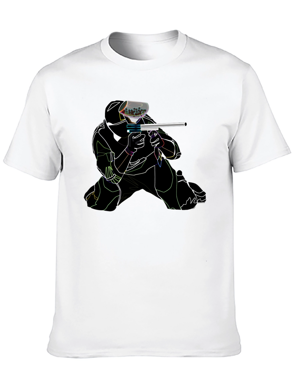 Paintball Player Graphic T-Shirt - Black Cotton Tee