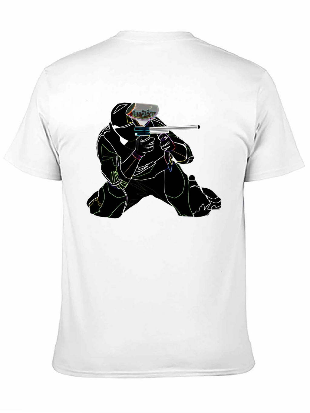 Paintball Player Graphic T-Shirt - Black Cotton Tee