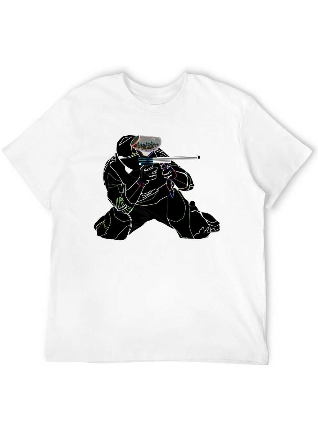 Paintball Player Graphic T-Shirt - Black Cotton Tee