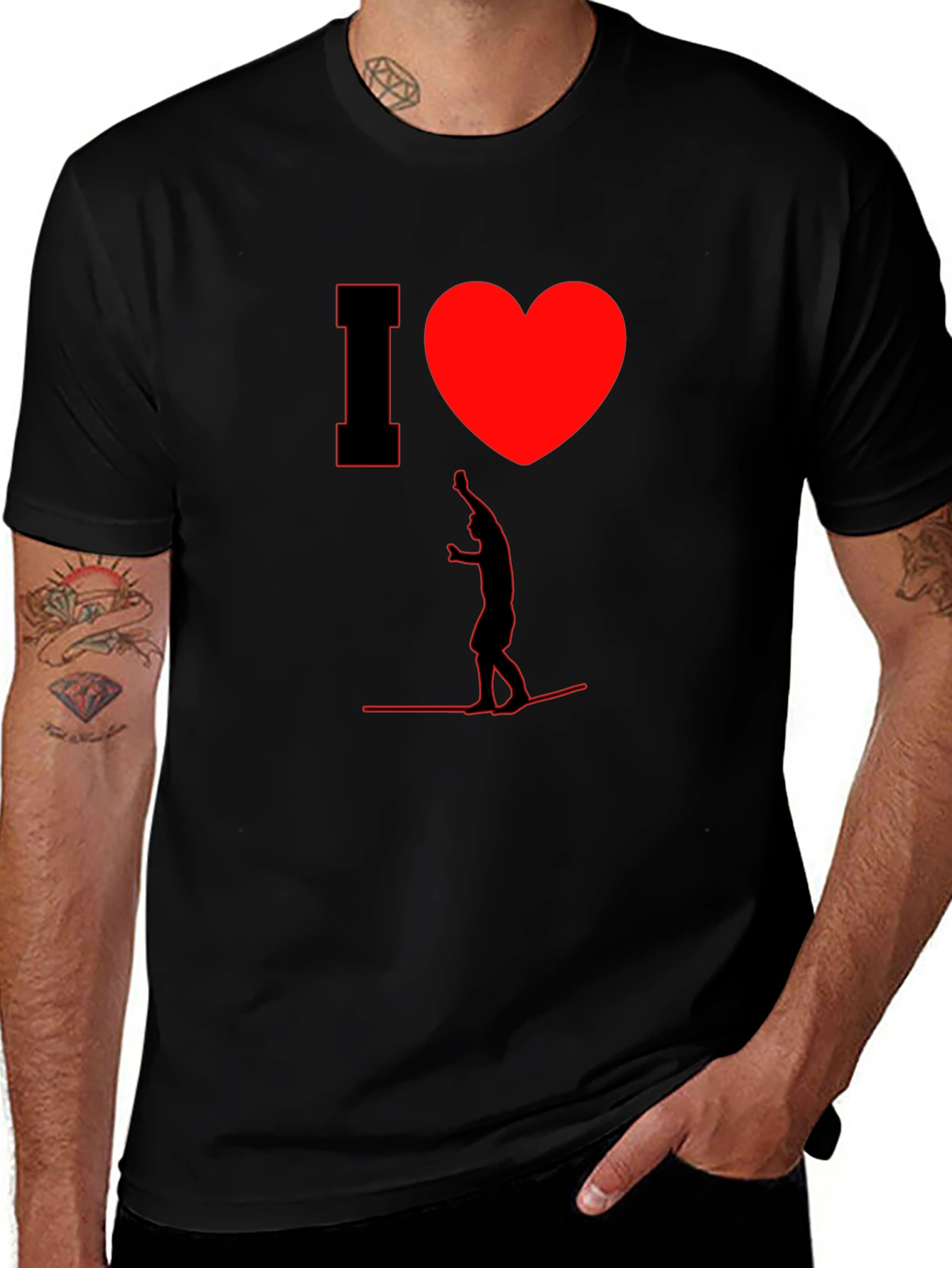 I Heart Wakeboarding T-Shirt - Cool Black Tee