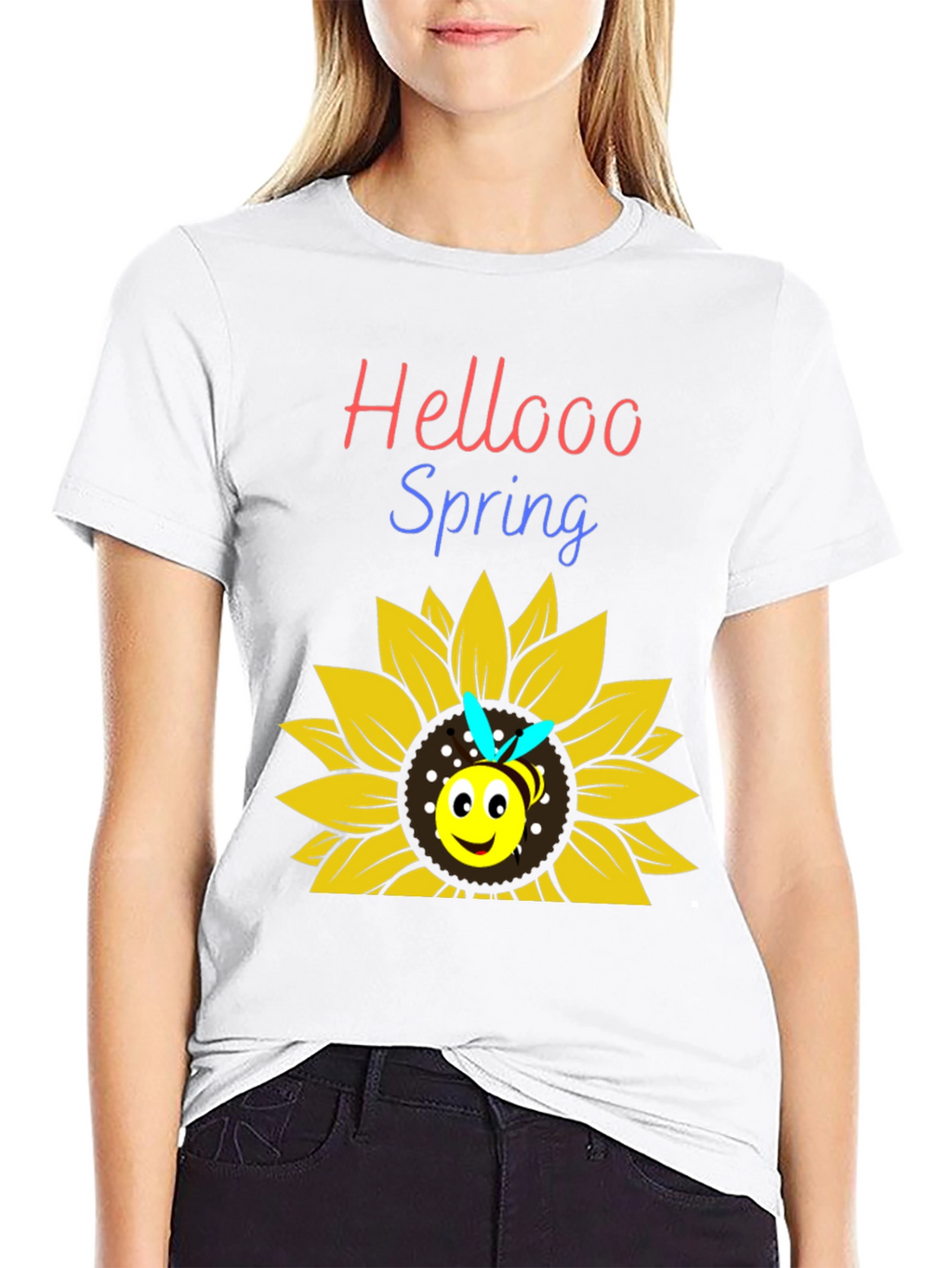 Hellooo Spring Bee Sunflower Graphic T-Shirt