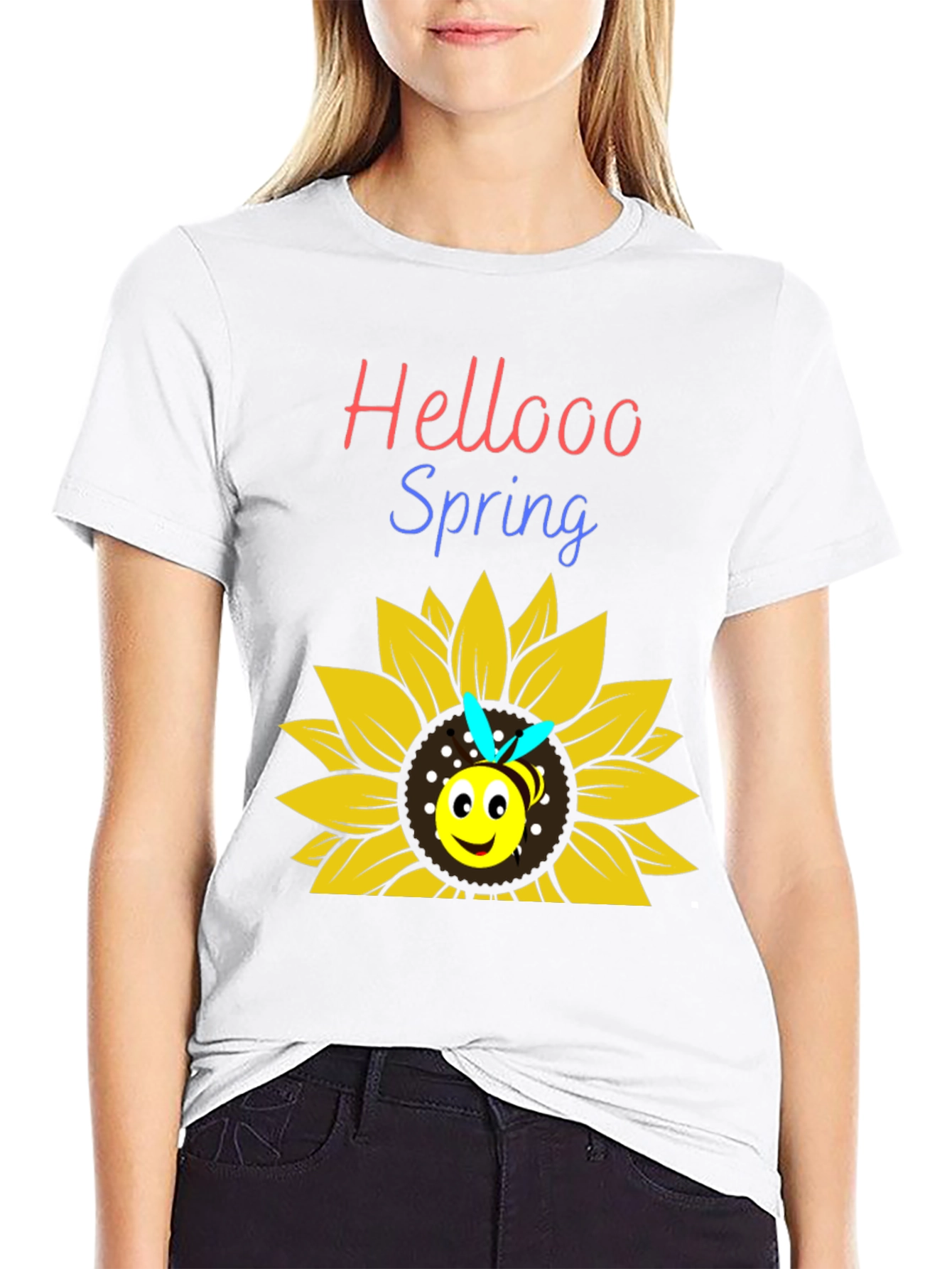 Hellooo Spring Bee Sunflower Graphic T-Shirt