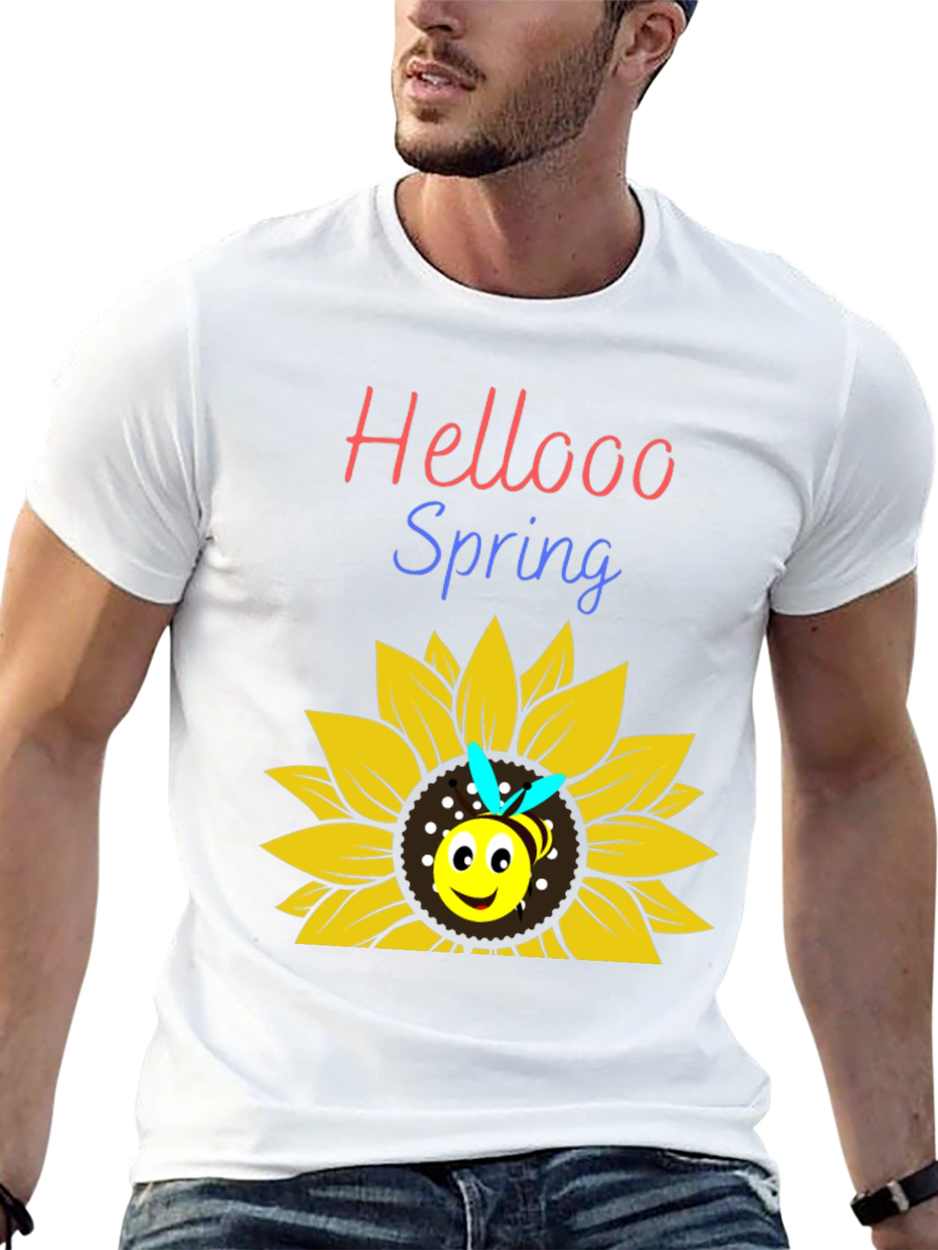 Hellooo Spring Bee Sunflower Graphic T-Shirt