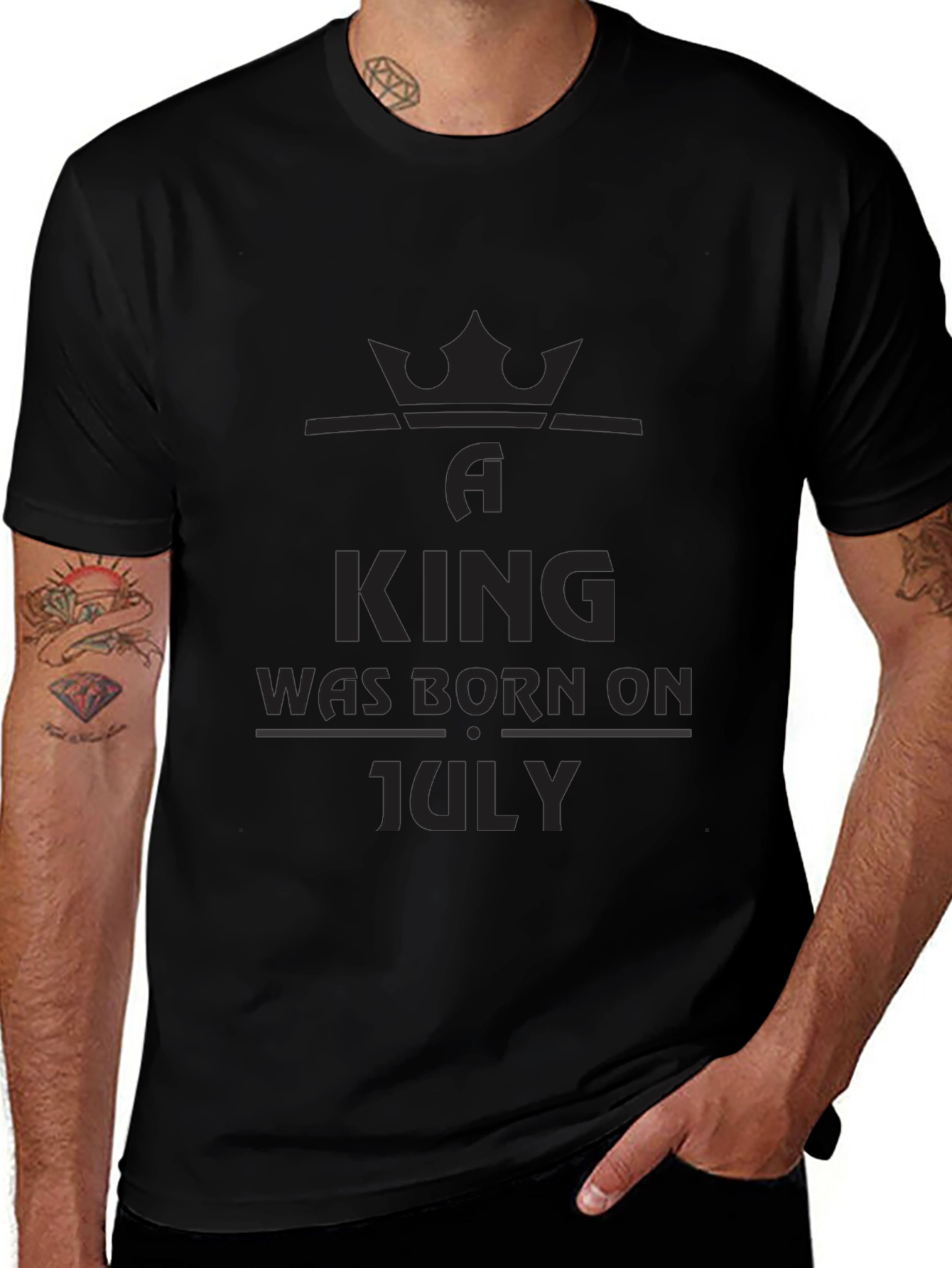 King Born in July Black T-Shirt