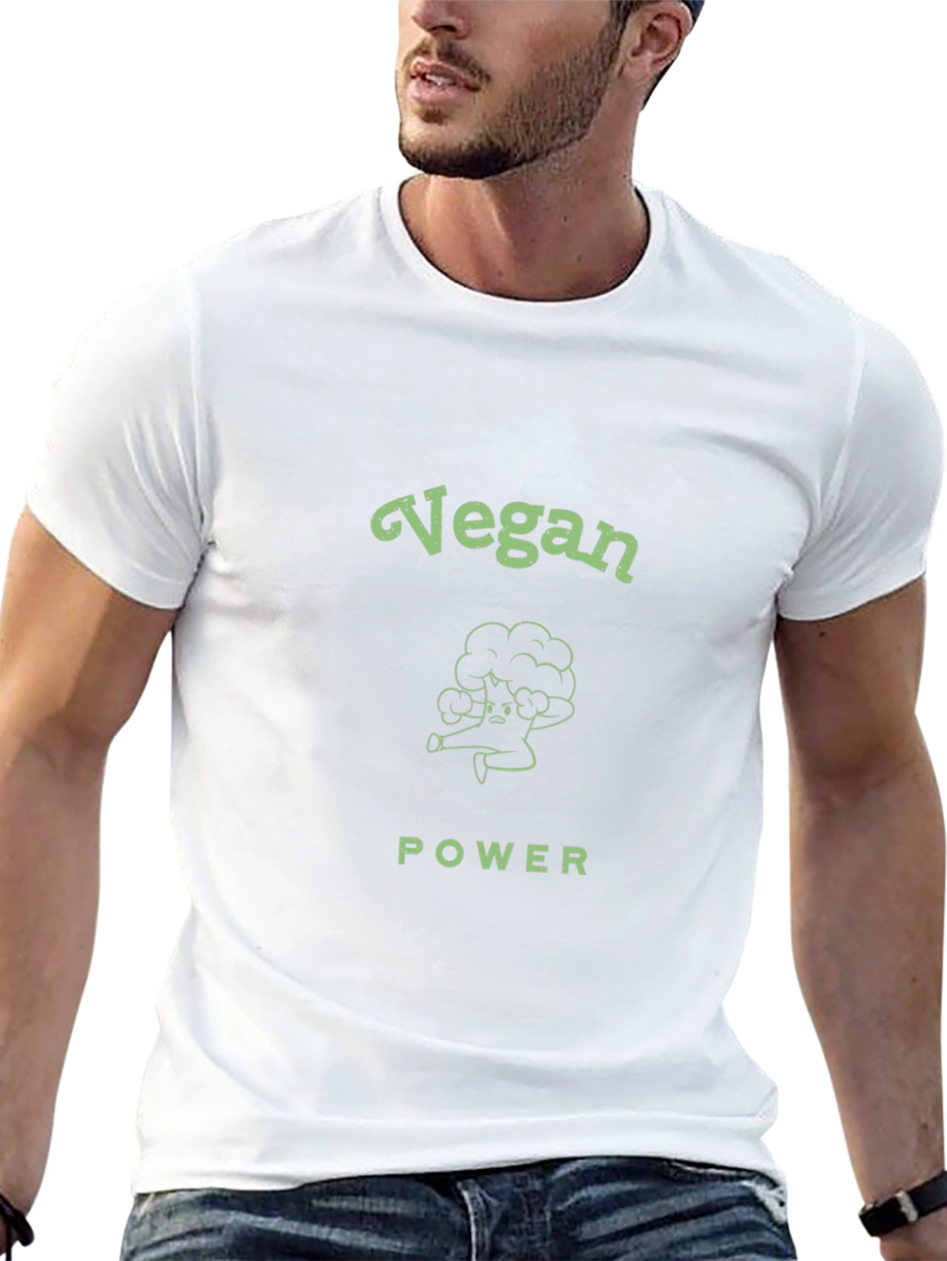 Vegan Power Graphic Tee - Broccoli Design