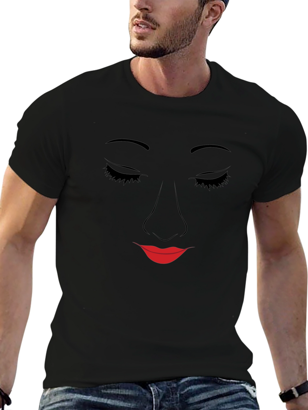 Minimalist Face T-Shirt - Black Graphic Tee
