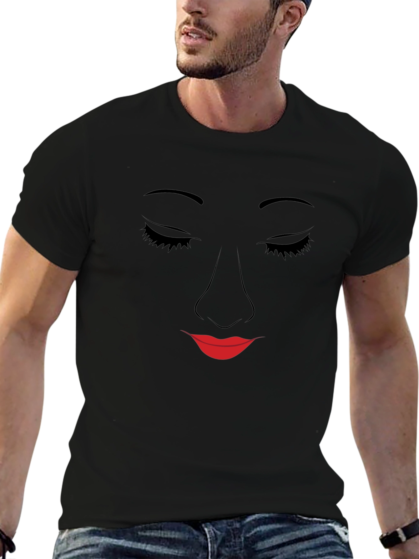 Minimalist Face T-Shirt - Black Graphic Tee