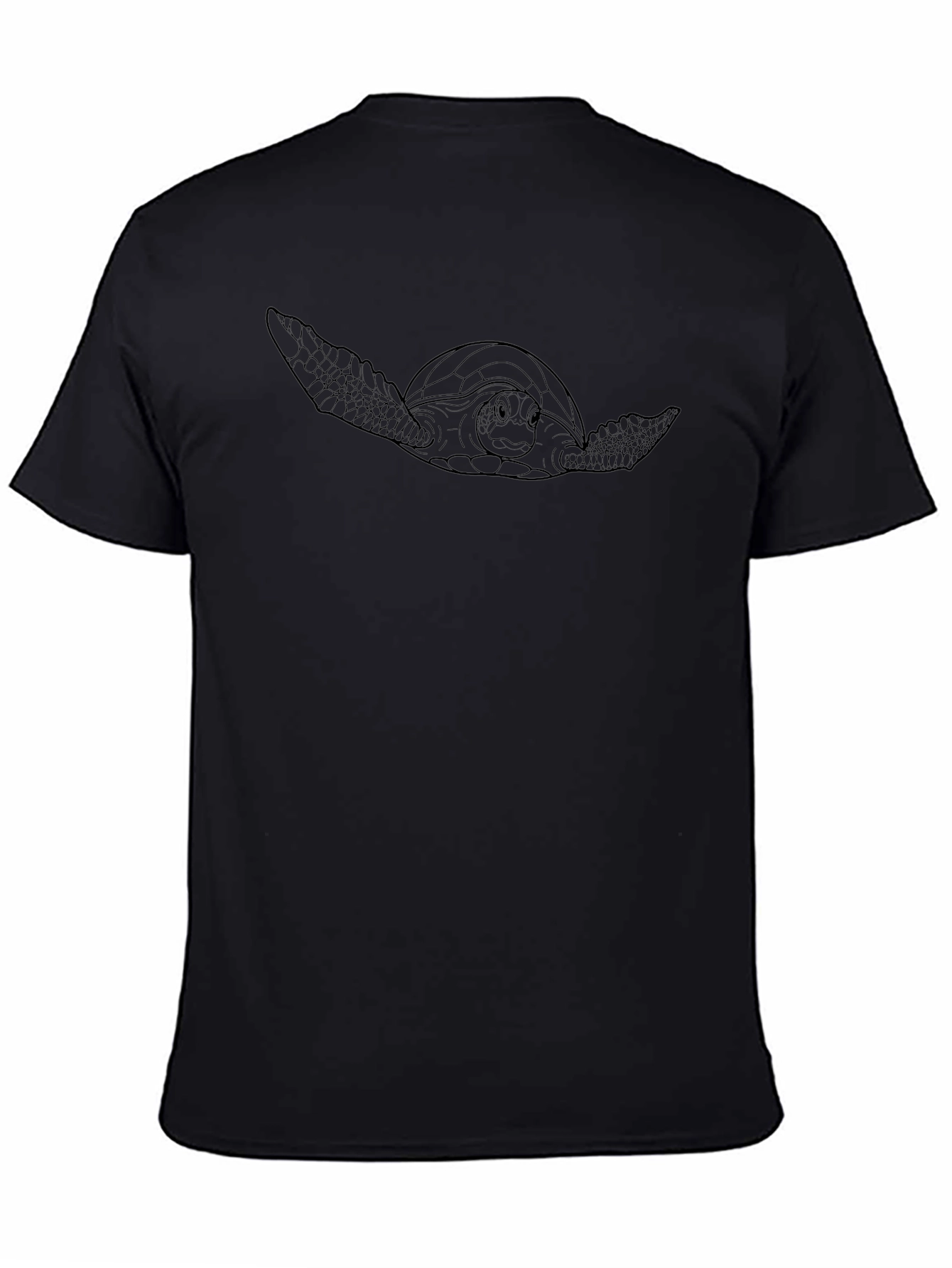 Sea Turtle Outline Black T-Shirt - Marine Life Tee