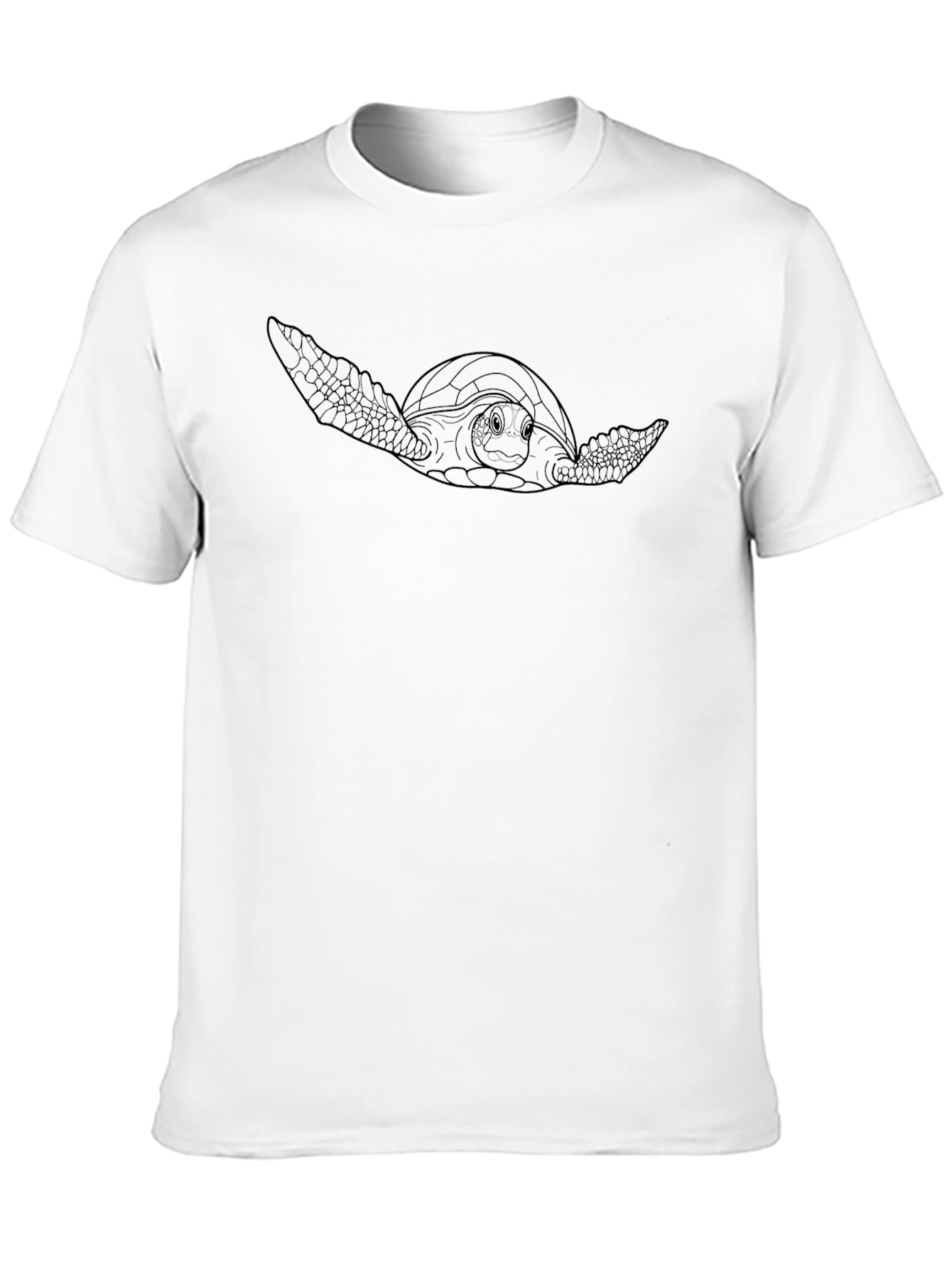 Sea Turtle Outline Black T-Shirt - Marine Life Tee