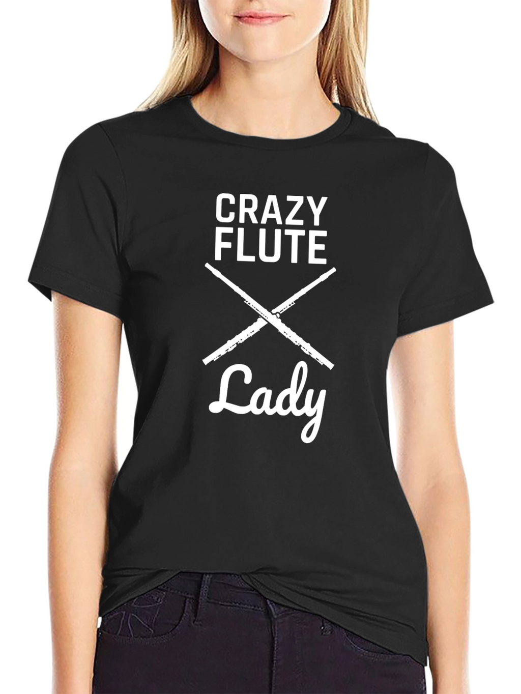 Crazy Flute Lady Graphic T-Shirt