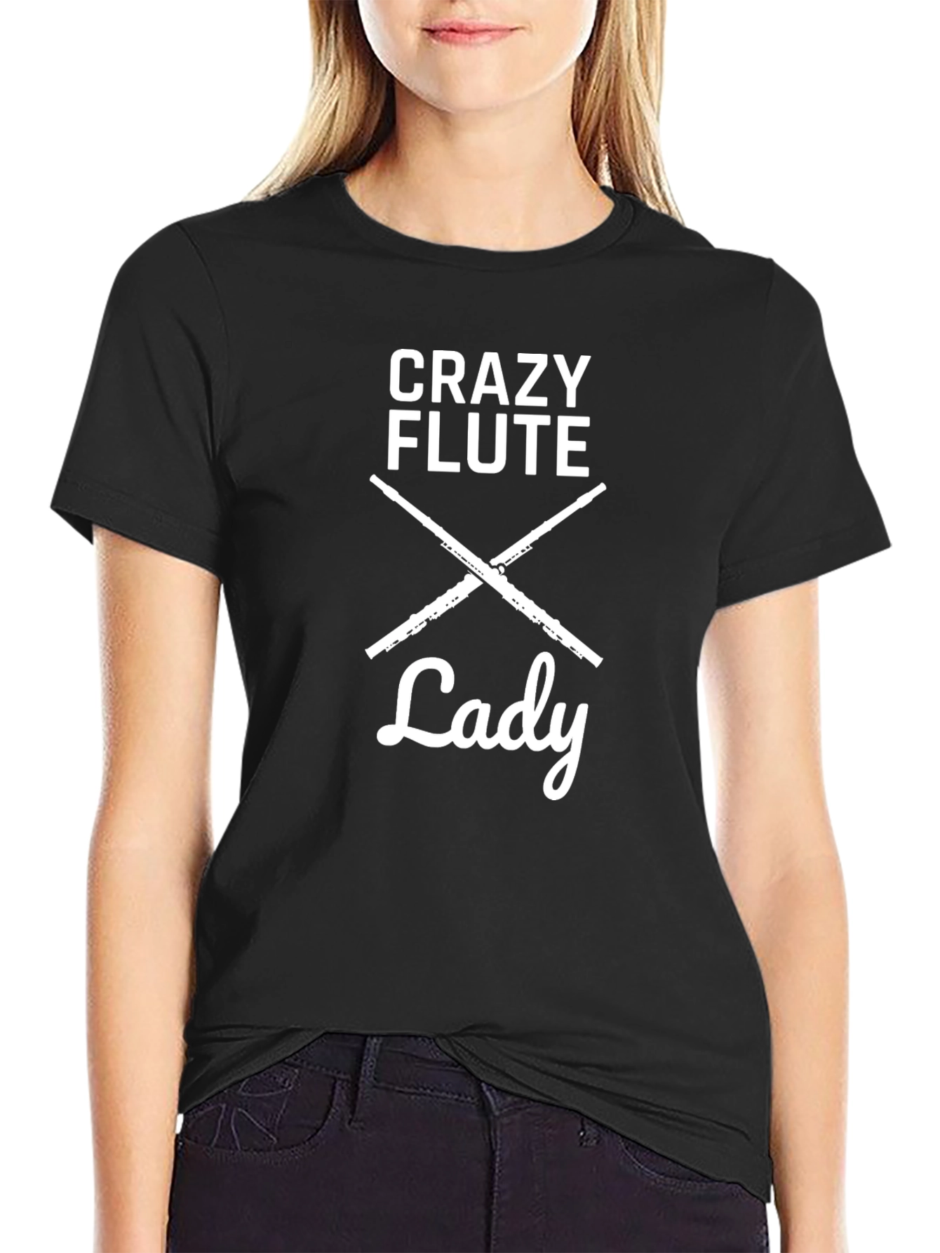 Crazy Flute Lady Graphic T-Shirt