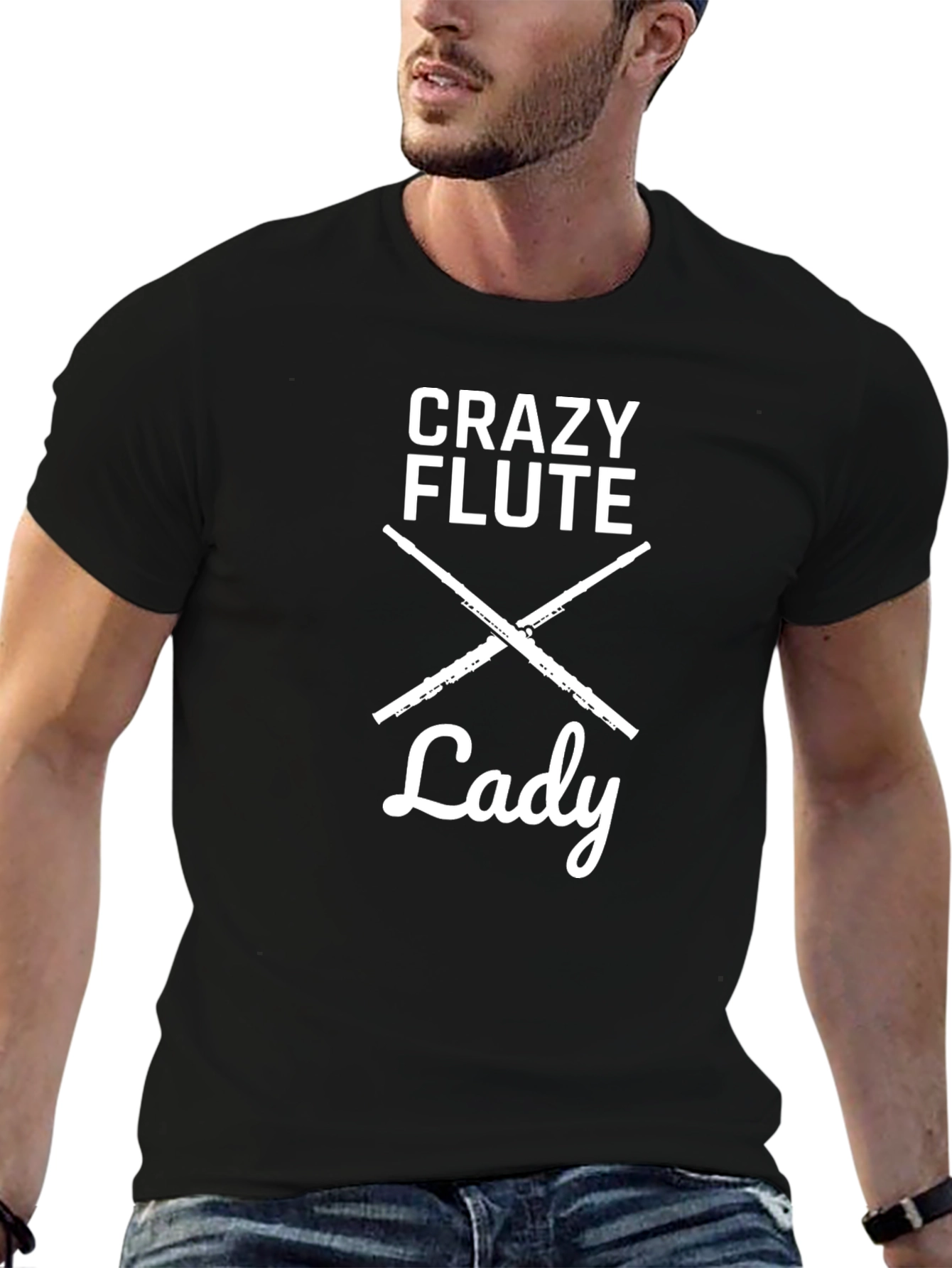 Crazy Flute Lady Graphic T-Shirt