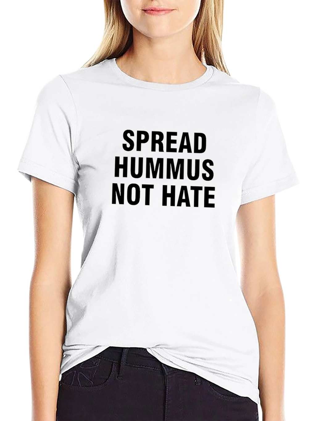 Spread Hummus Not Hate T-Shirt - Black Cotton Blend