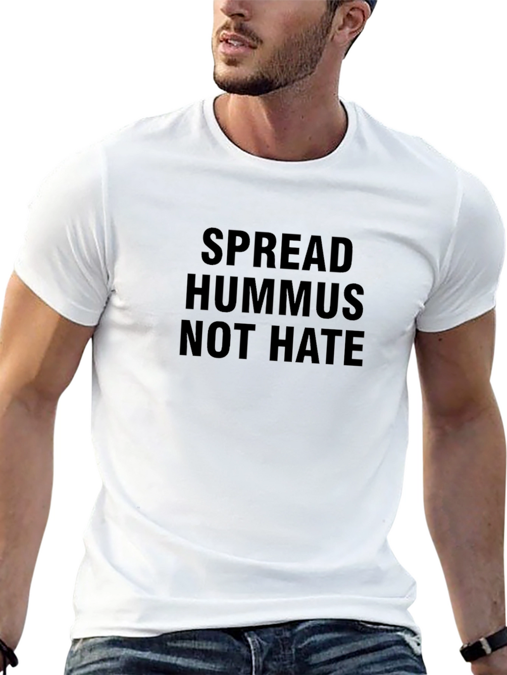 Spread Hummus Not Hate T-Shirt - Black Cotton Blend