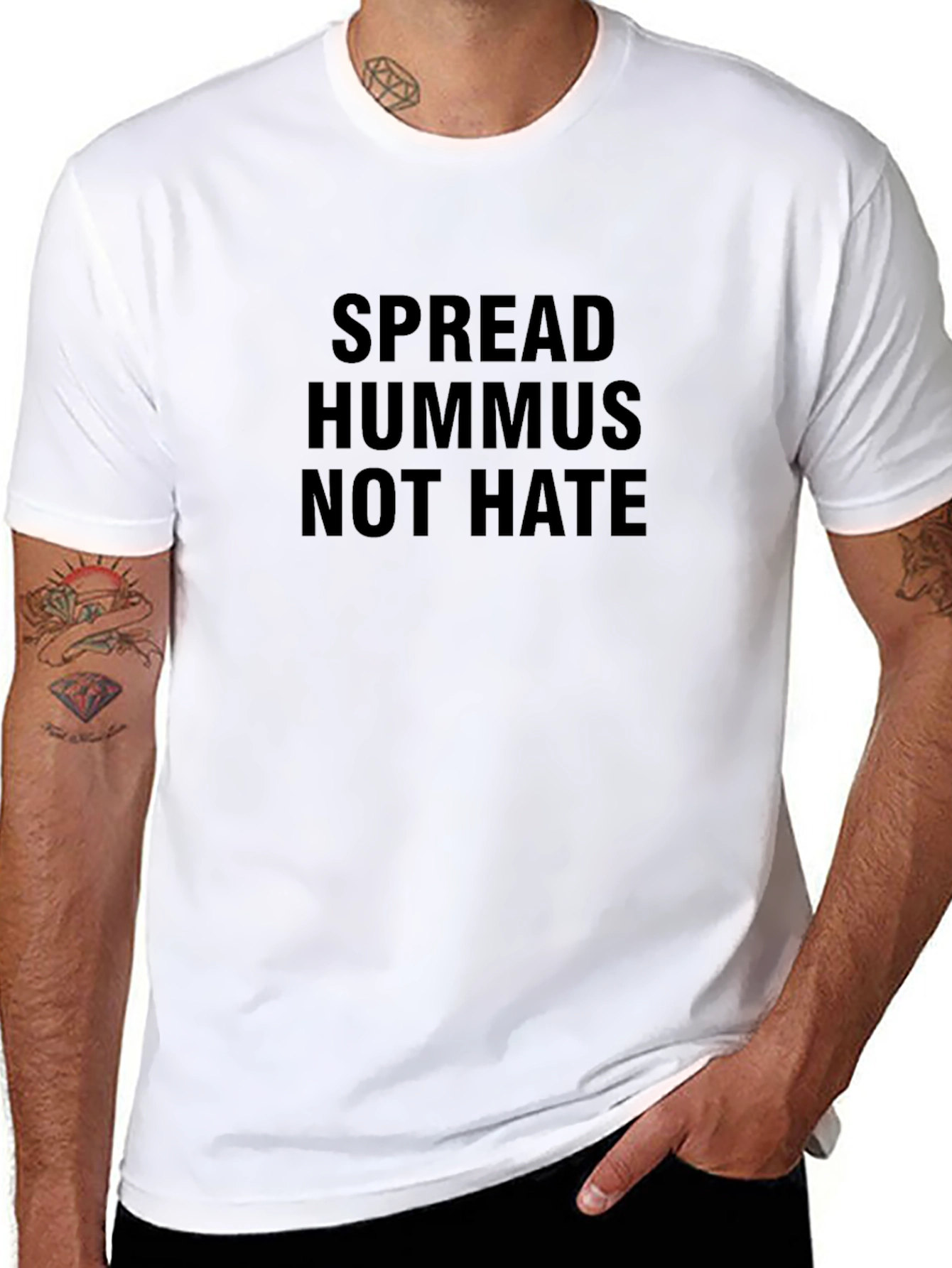 Spread Hummus Not Hate T-Shirt - Black Cotton Blend