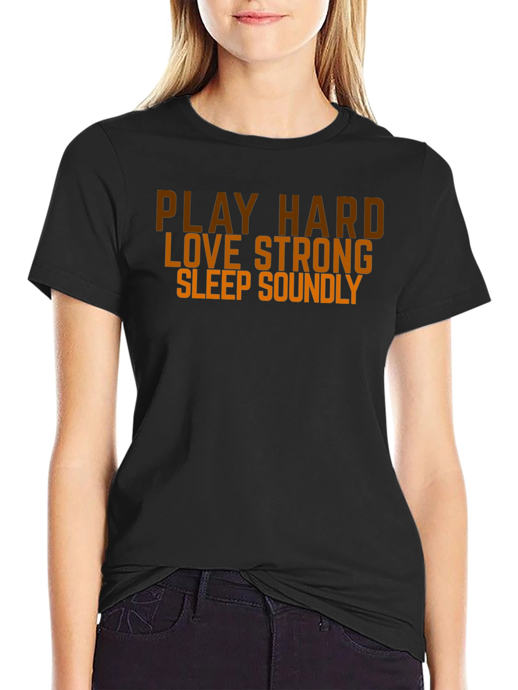Play Hard Love Strong Slogan Graphic T-Shirt