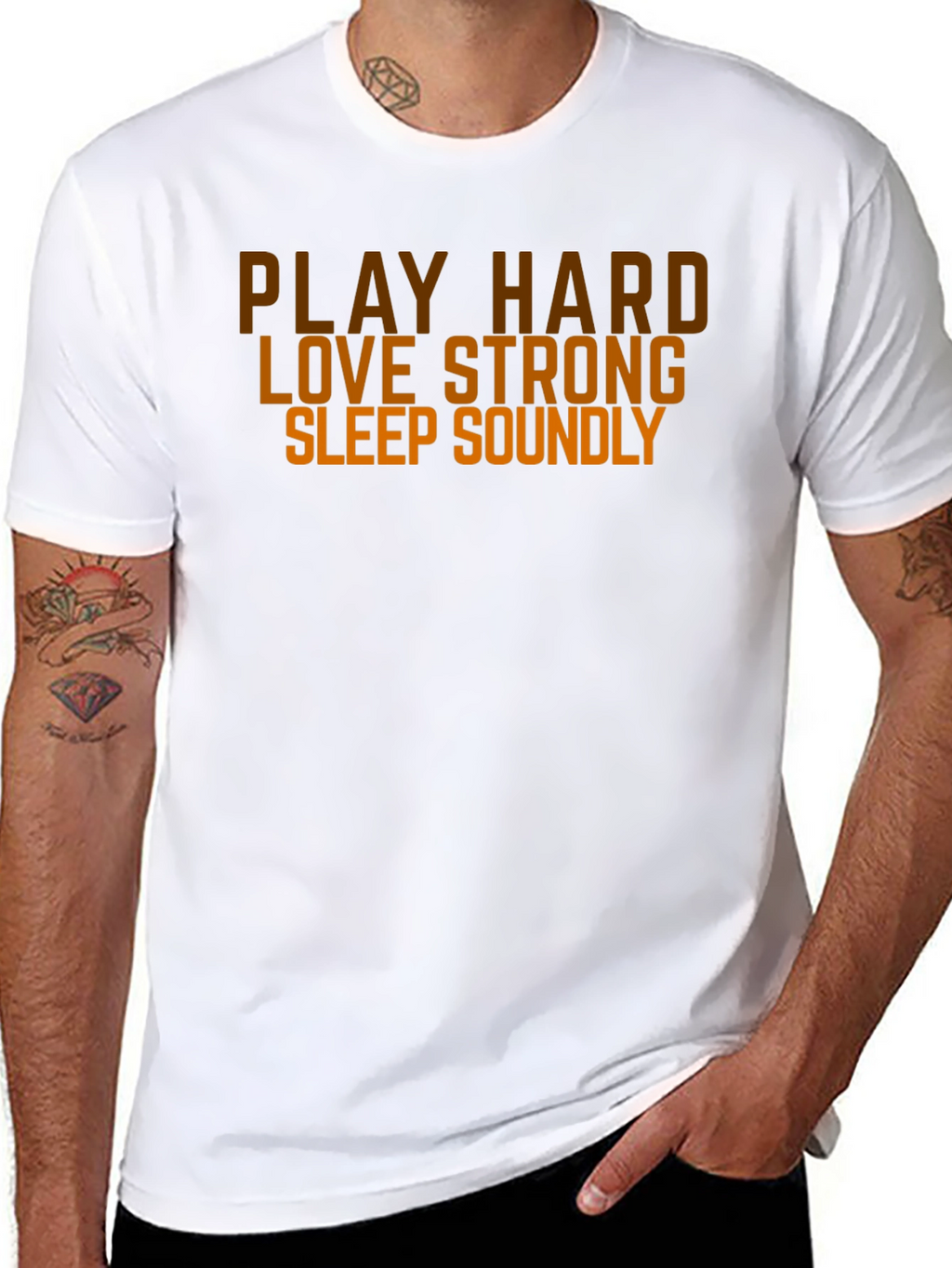 Play Hard Love Strong Slogan Graphic T-Shirt