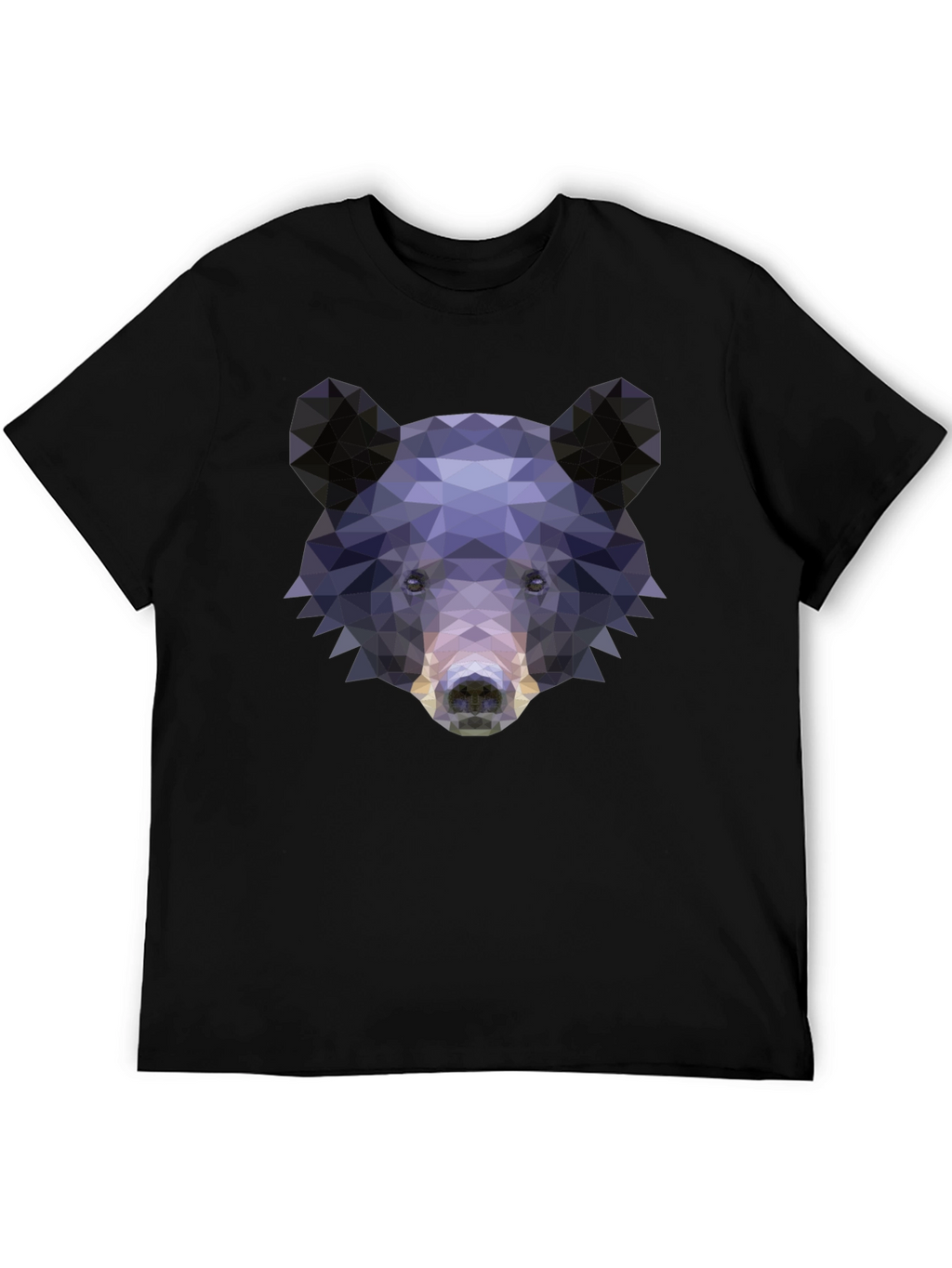 Geometric Bear Graphic Print T-Shirt - Black