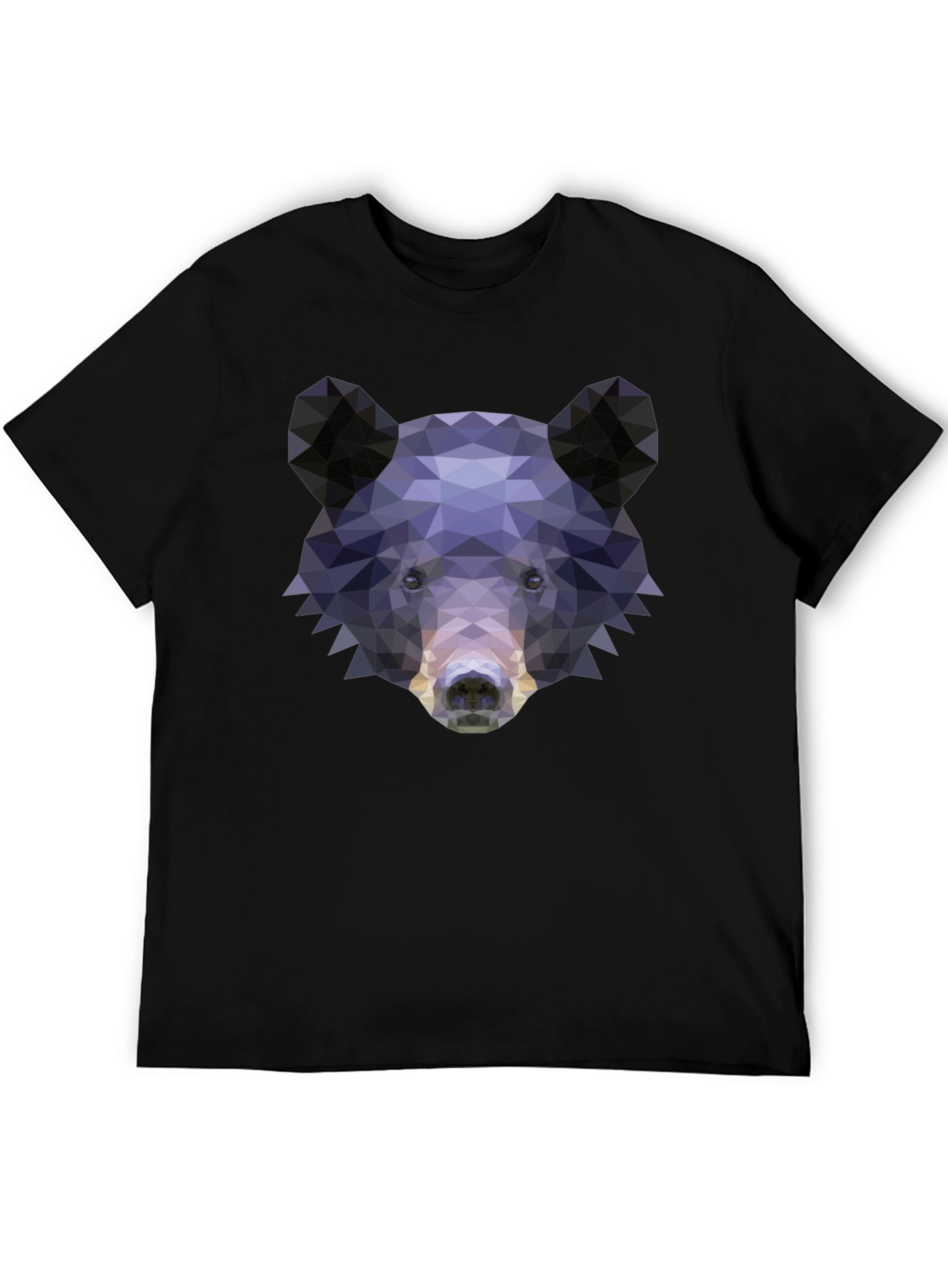 Geometric Bear Graphic Print T-Shirt - Black