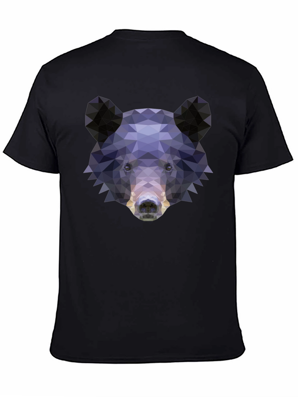 Geometric Bear Graphic Print T-Shirt - Black