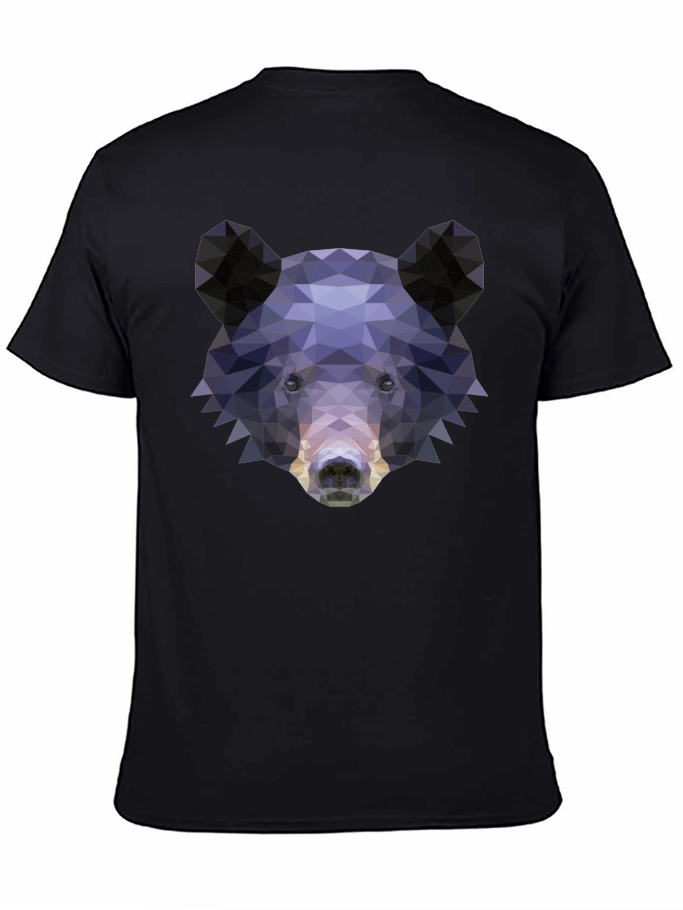 Geometric Bear Graphic Print T-Shirt - Black