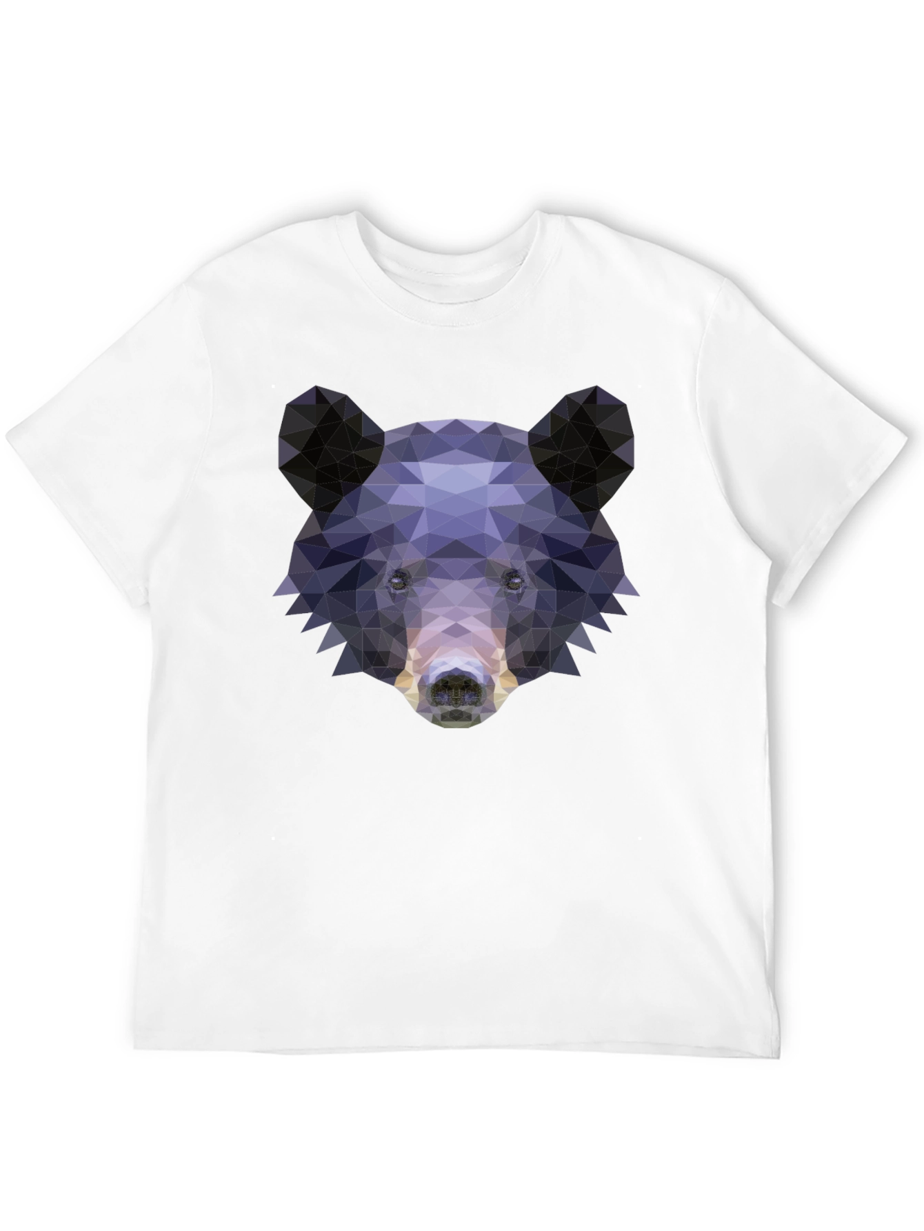 Geometric Bear Graphic Print T-Shirt - Black