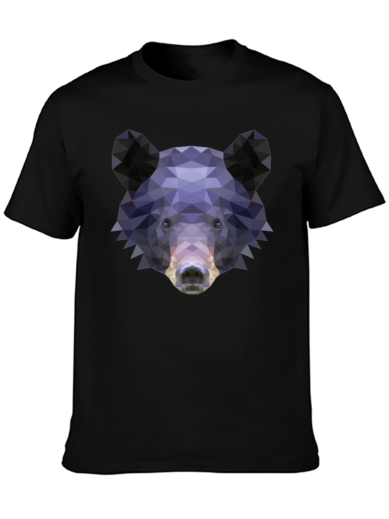 Geometric Bear Graphic Print T-Shirt - Black