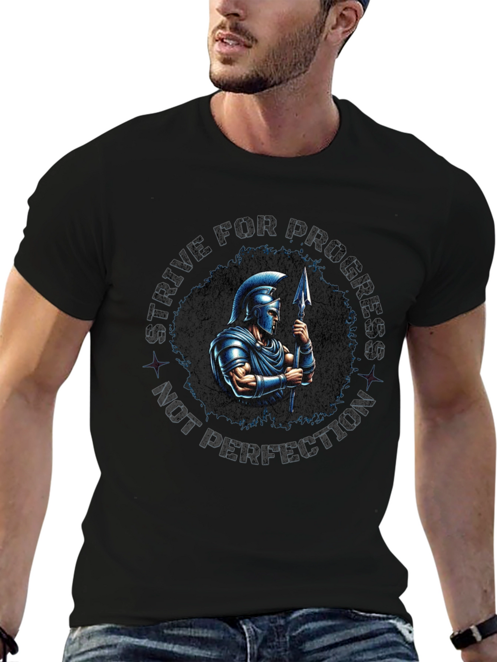 Strive for Progress Spartan Warrior Graphic Tee