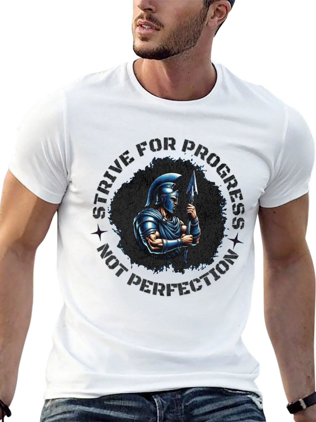 Strive for Progress Spartan Warrior Graphic Tee