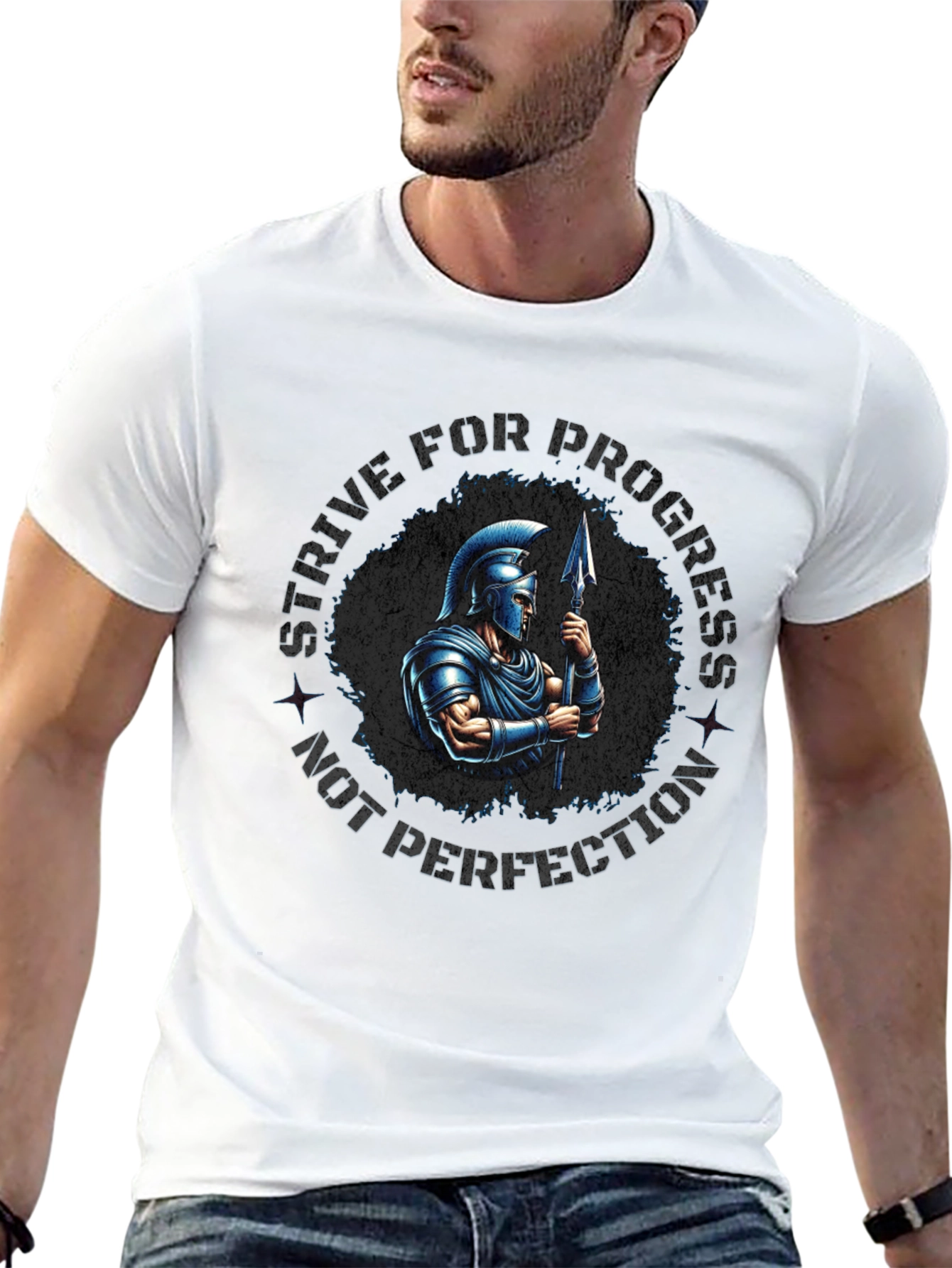 Strive for Progress Spartan Warrior Graphic Tee