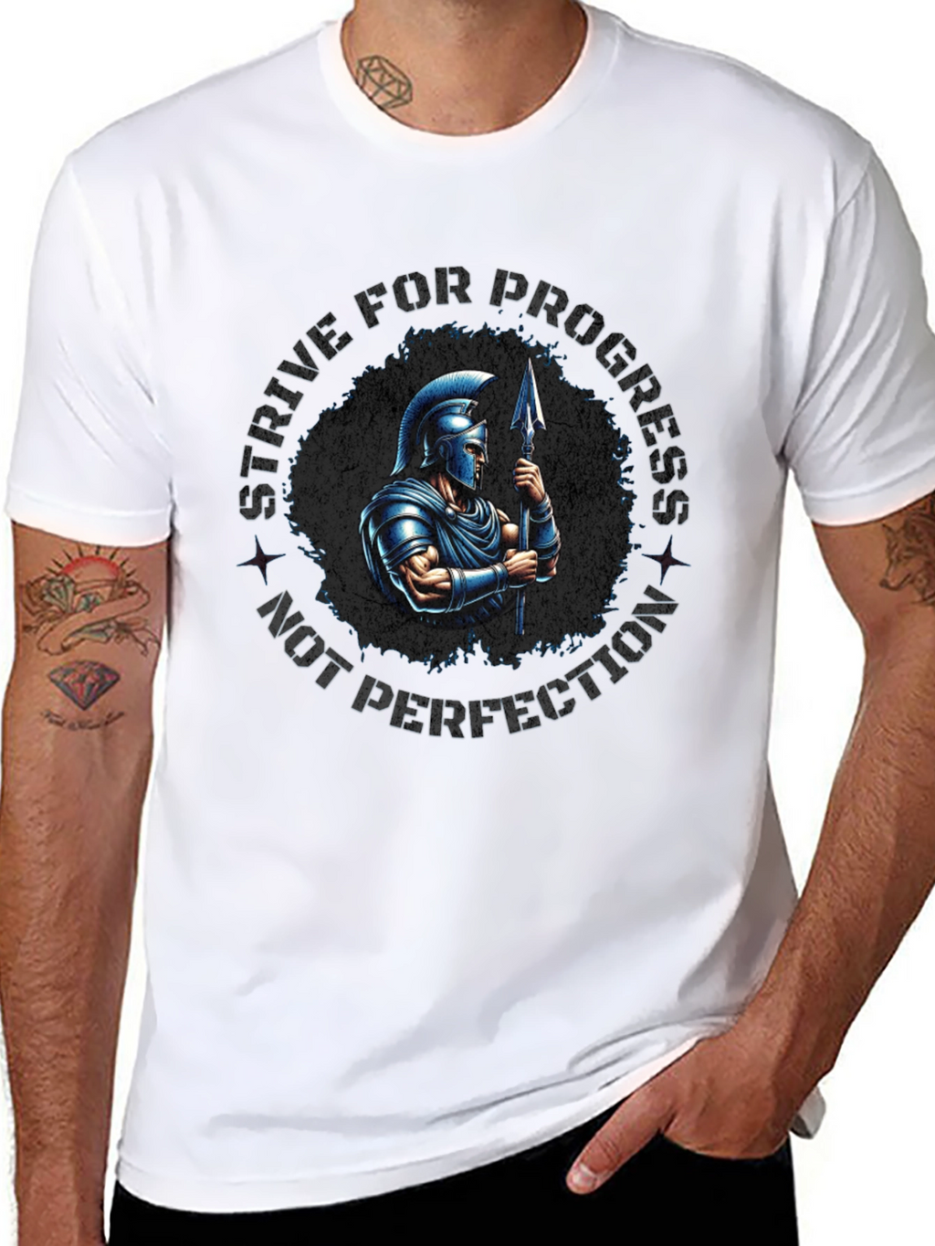 Strive for Progress Spartan Warrior Graphic Tee