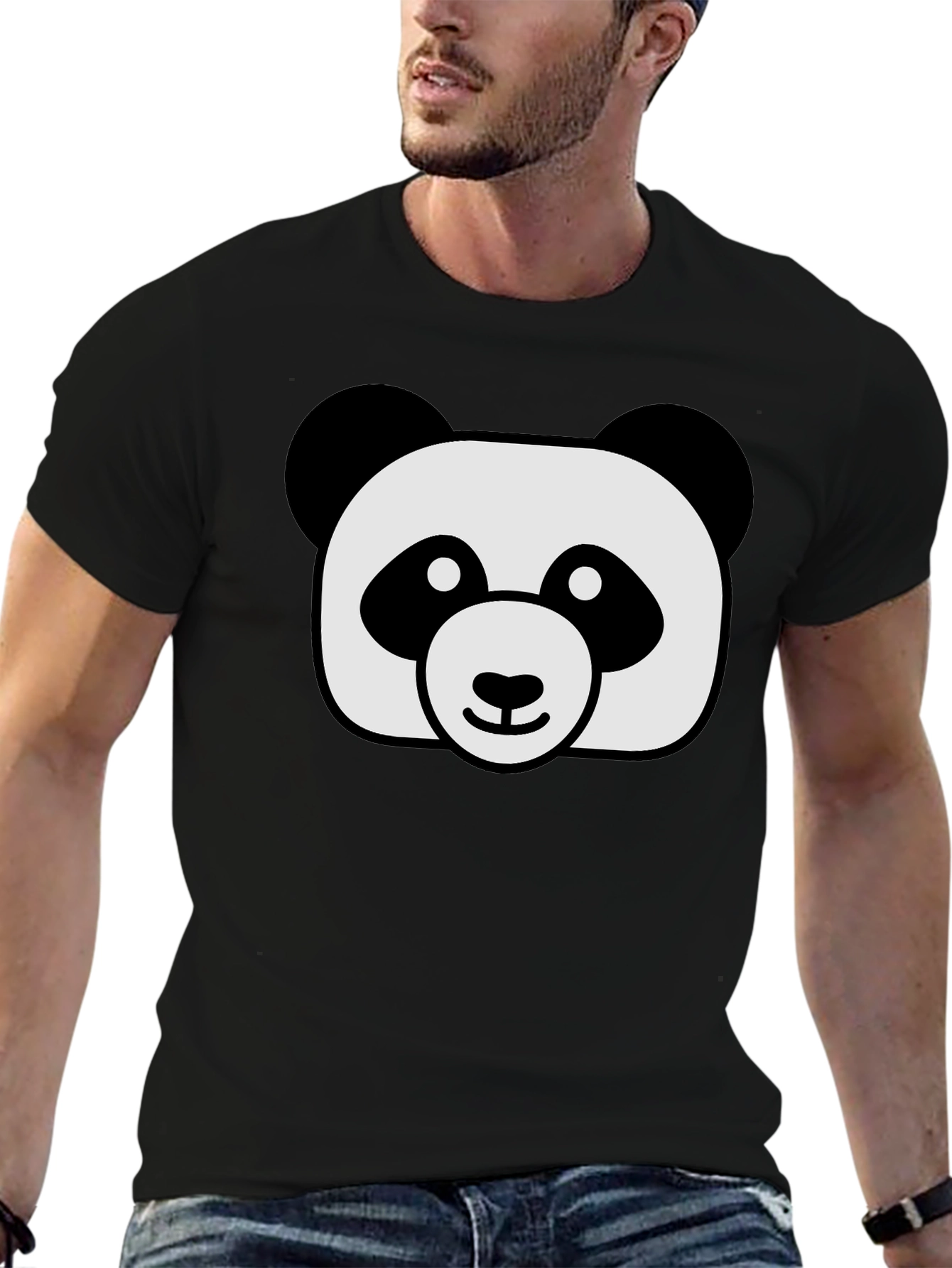 Cute Panda Graphic Black T-Shirt