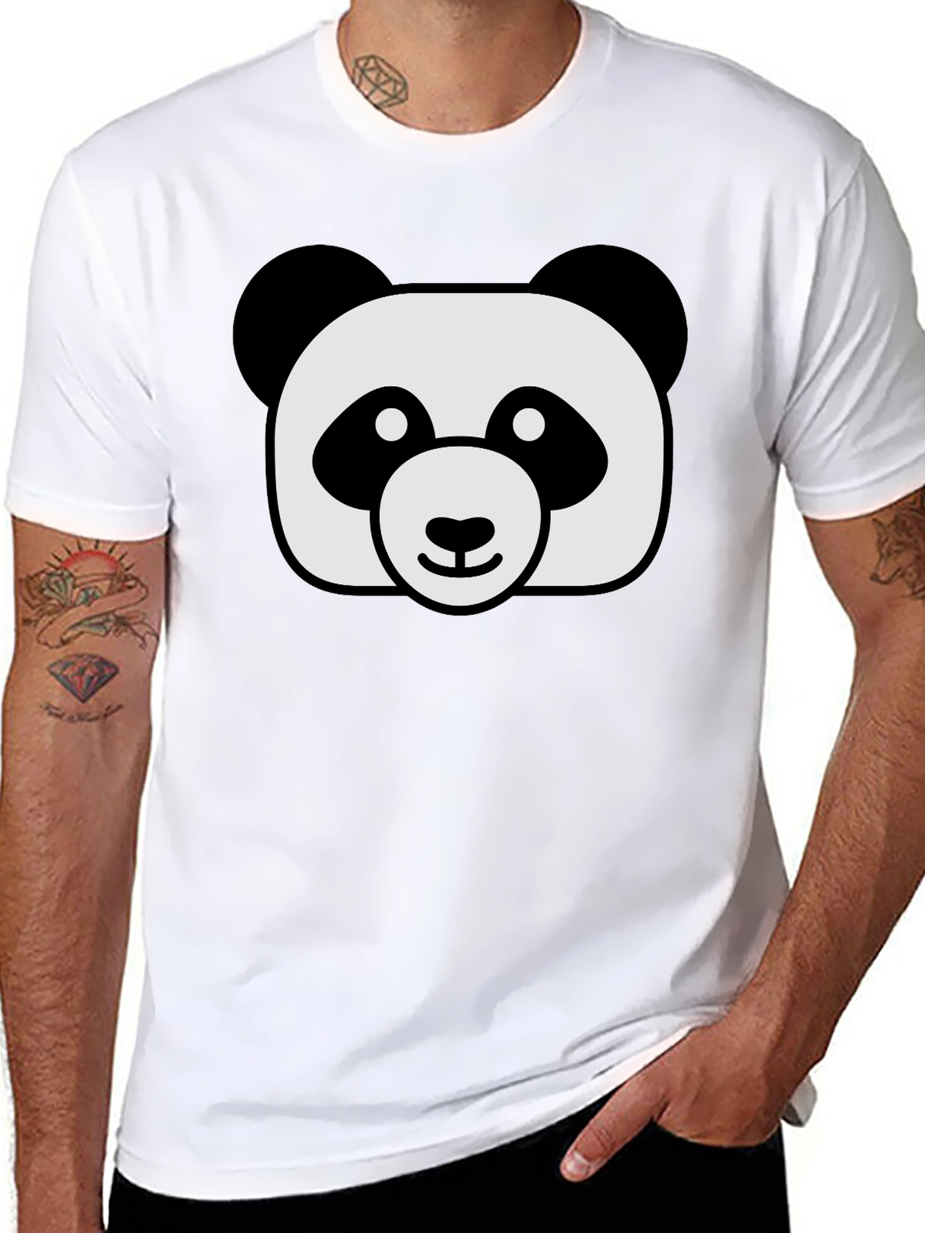 Cute Panda Graphic Black T-Shirt