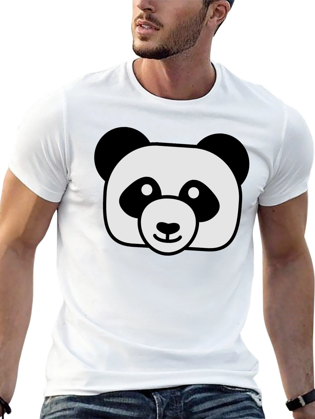 Cute Panda Graphic Black T-Shirt