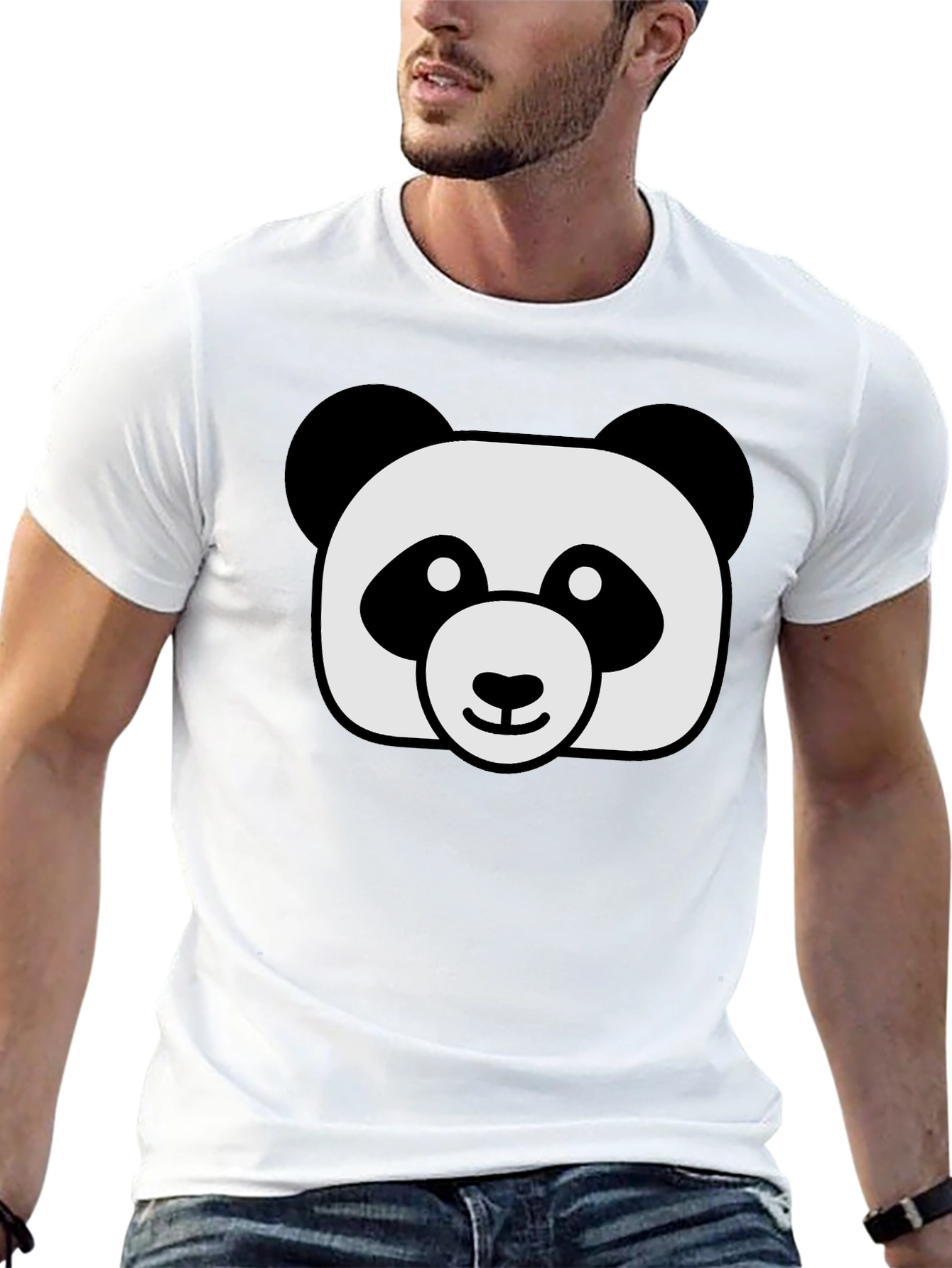 Cute Panda Graphic Black T-Shirt