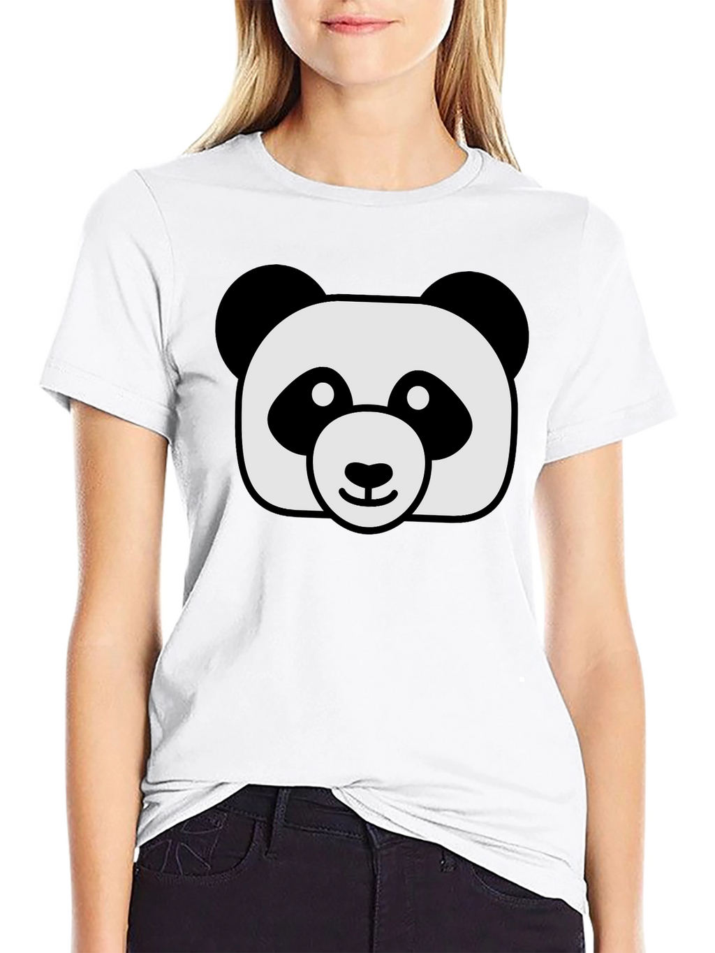 Cute Panda Graphic Black T-Shirt