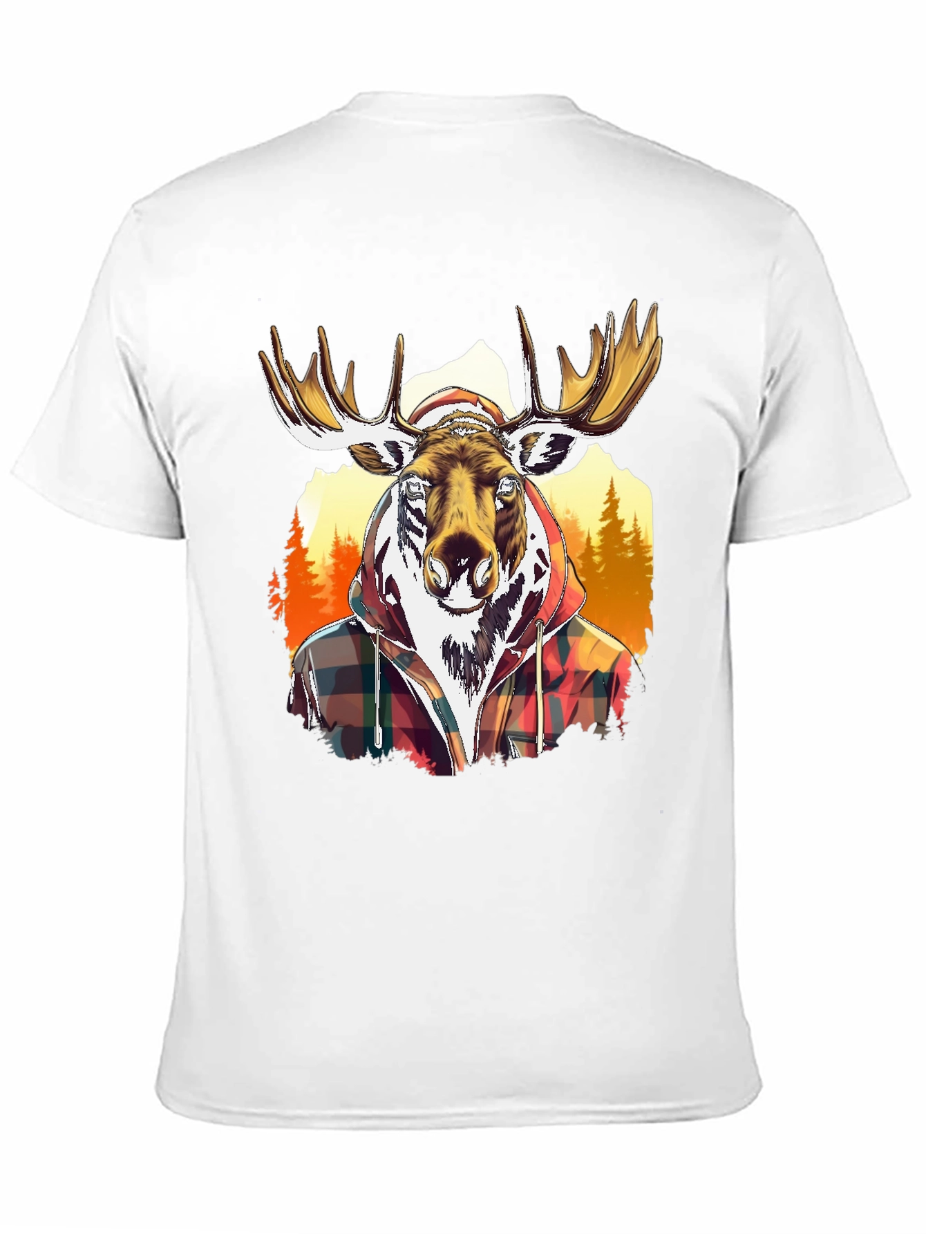 Moose Flannel Graphic T-Shirt - Black Cotton Tee