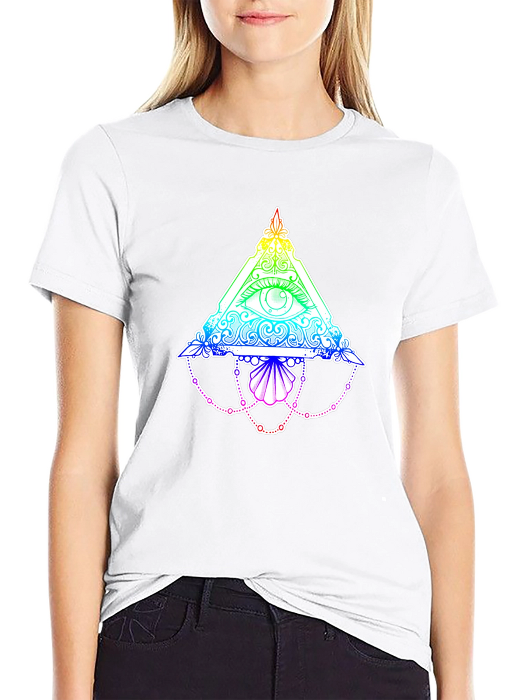 All-Seeing Eye Rainbow Graphic Black T-Shirt