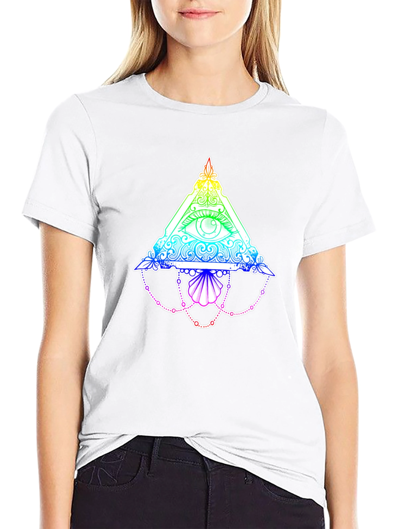 All-Seeing Eye Rainbow Graphic Black T-Shirt