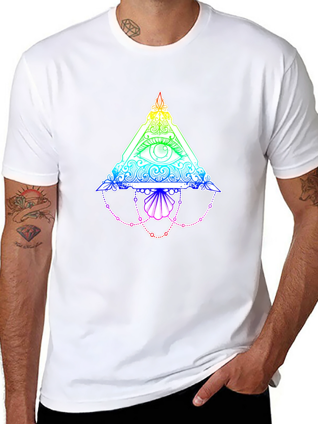 All-Seeing Eye Rainbow Graphic Black T-Shirt
