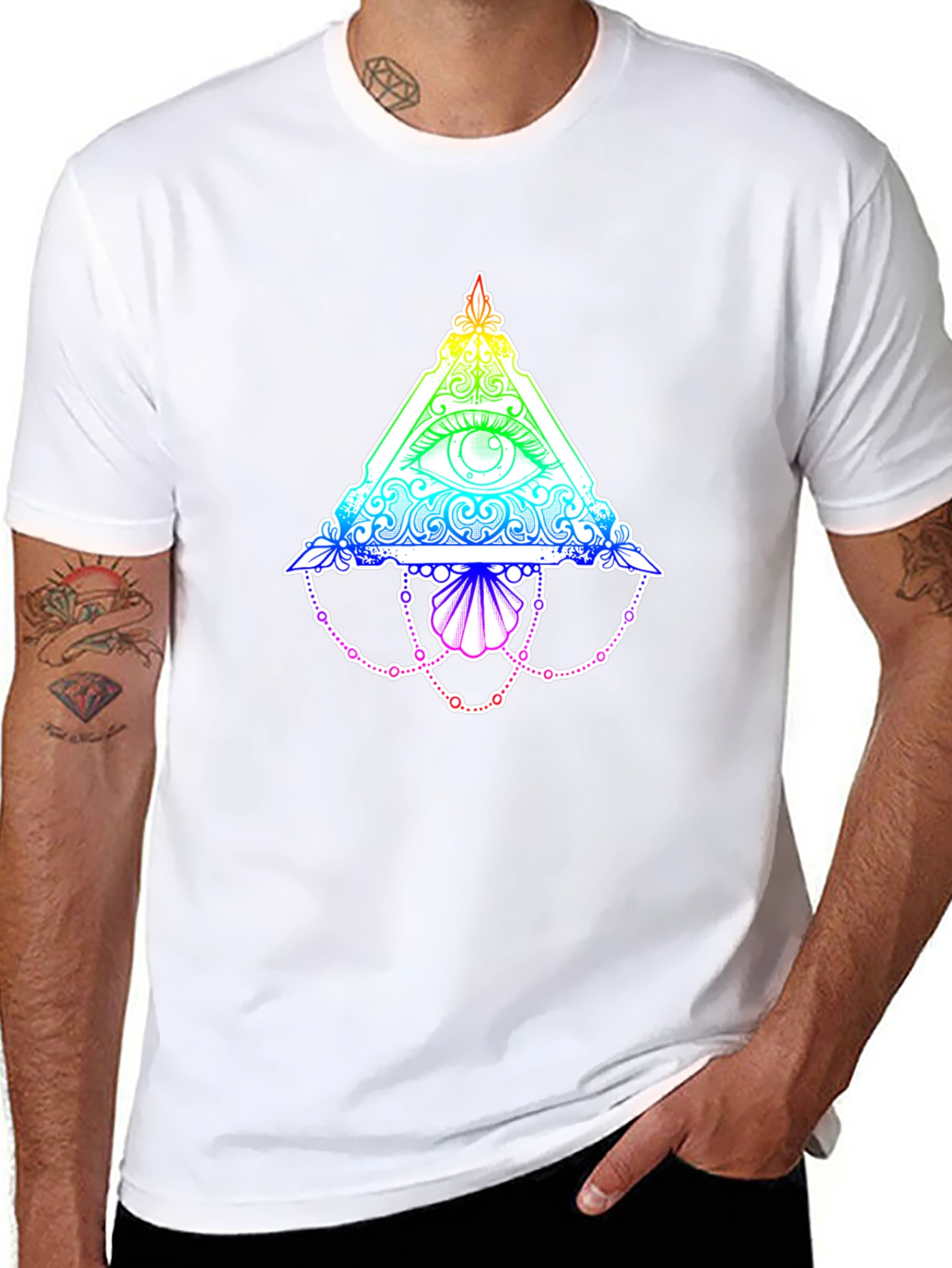 All-Seeing Eye Rainbow Graphic Black T-Shirt