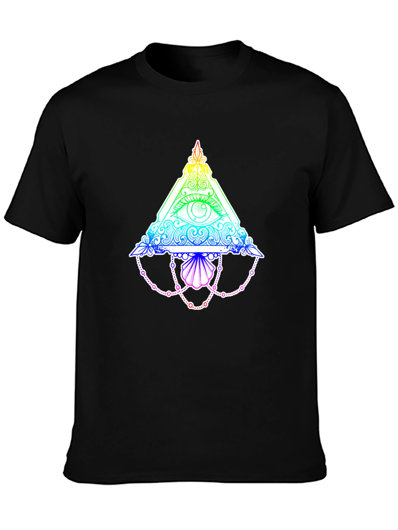 All-Seeing Eye Rainbow Graphic Black T-Shirt