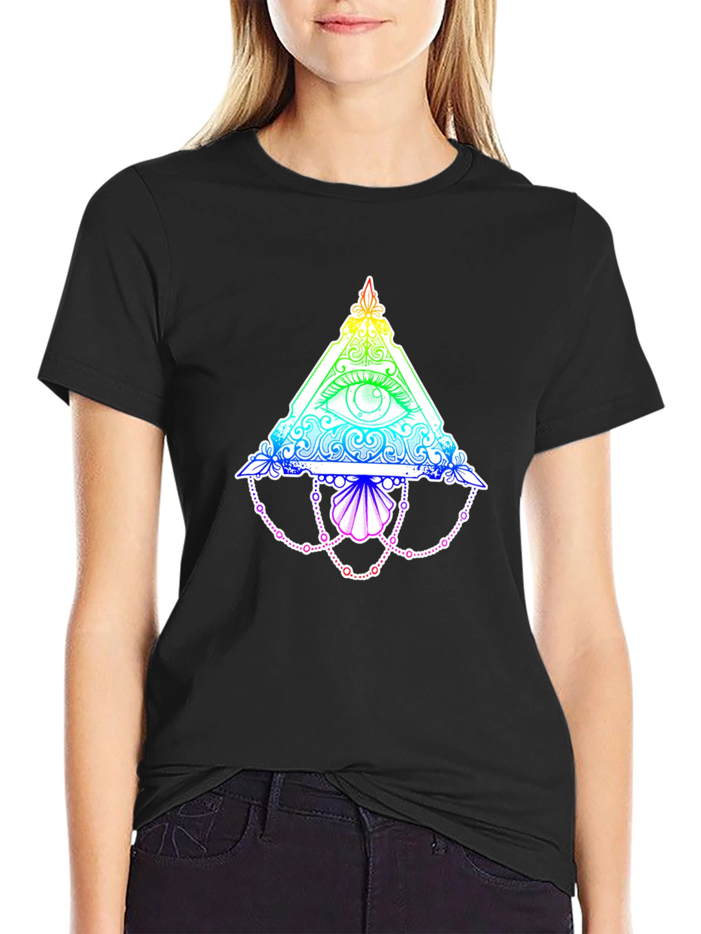 All-Seeing Eye Rainbow Graphic Black T-Shirt