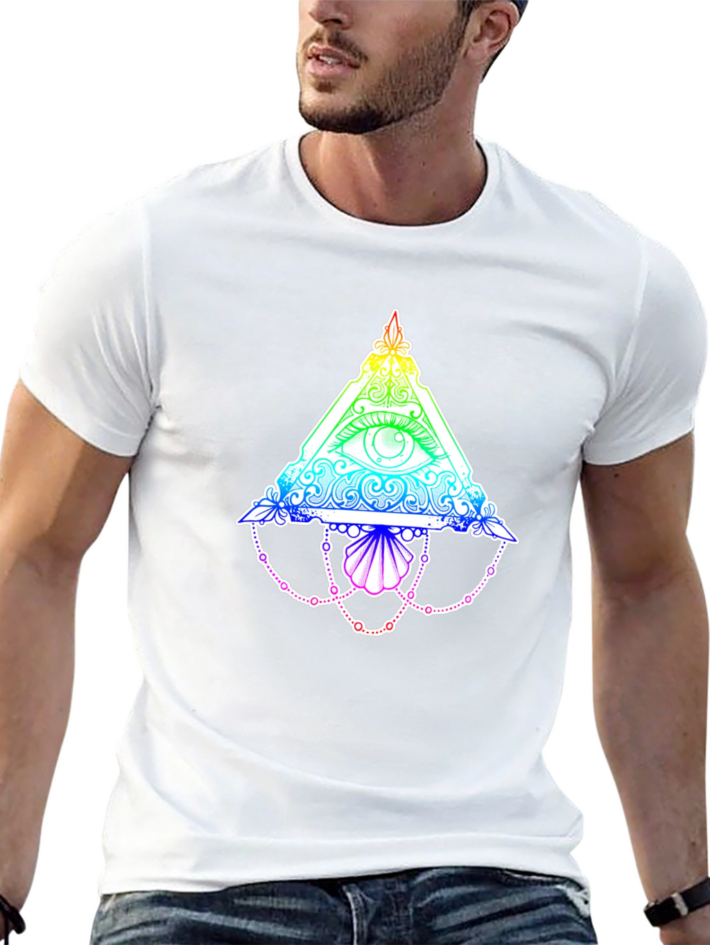 All-Seeing Eye Rainbow Graphic Black T-Shirt