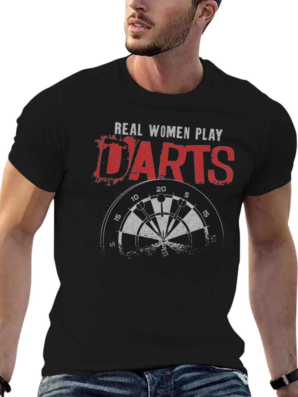 Real Women Play Darts Graphic Tee - Black