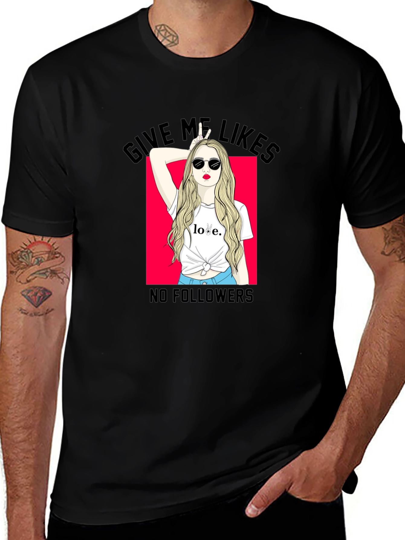 Give Me Likes Black Graphic Tee